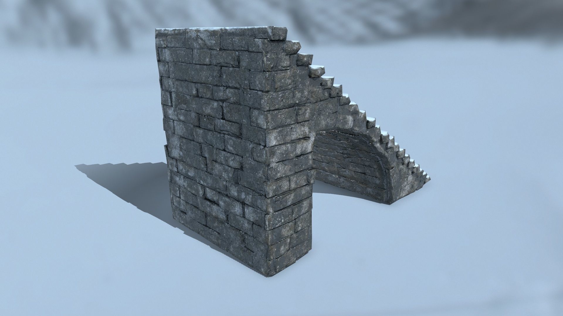 stairs set of in snow Low-poly 3D model_2