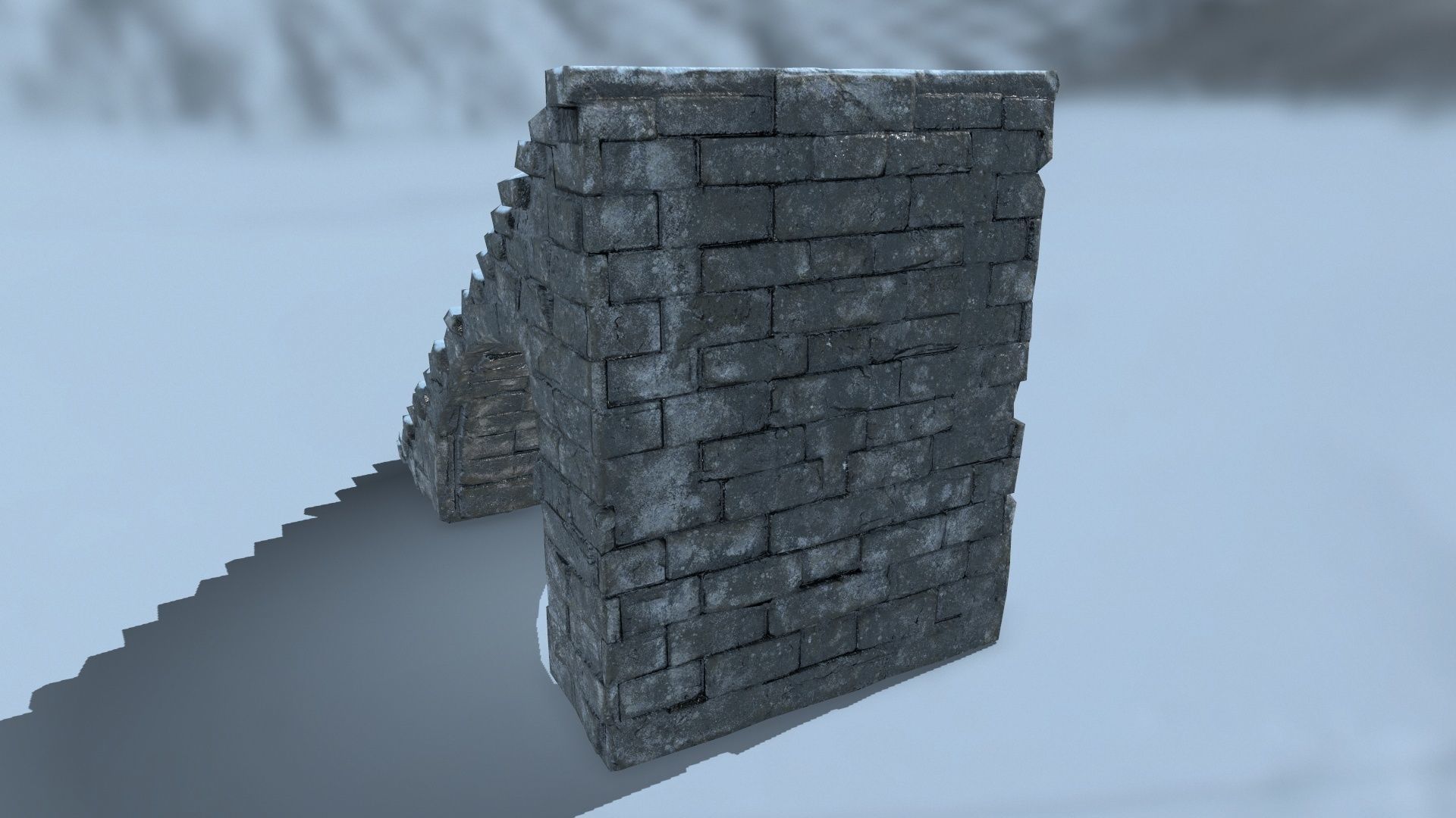 stairs set of in snow Low-poly 3D model_3