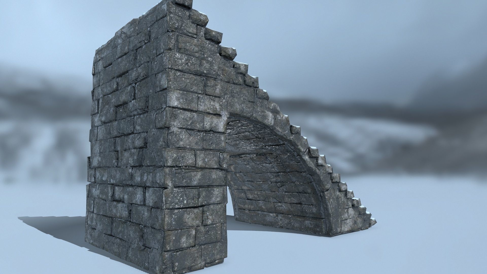 stairs set of in snow Low-poly 3D model_10