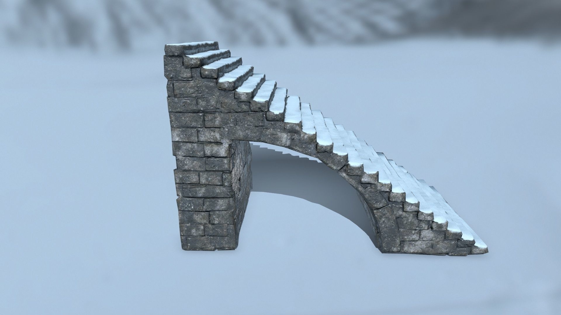 stairs set of in snow Low-poly 3D model_1
