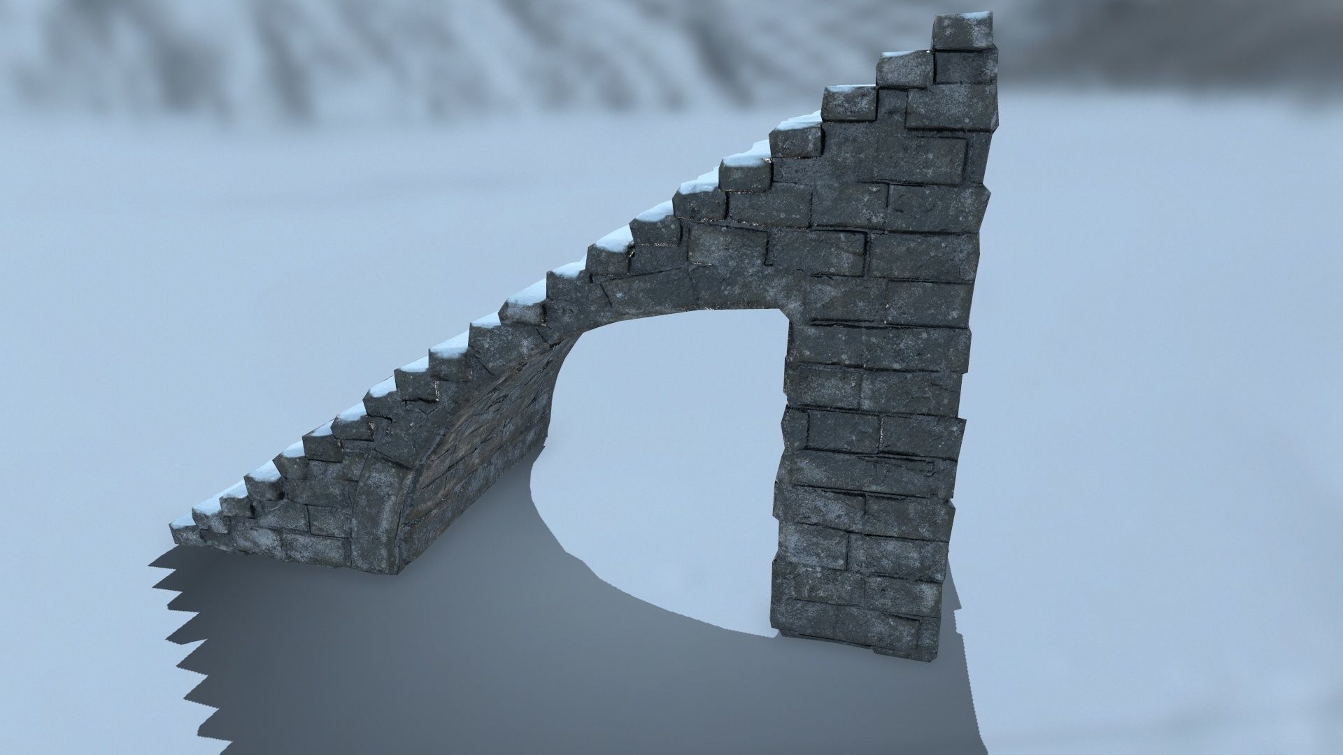 stairs set of in snow Low-poly 3D model_4