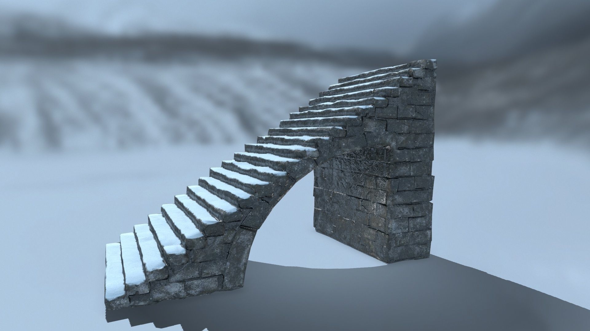 stairs set of in snow Low-poly 3D model_14