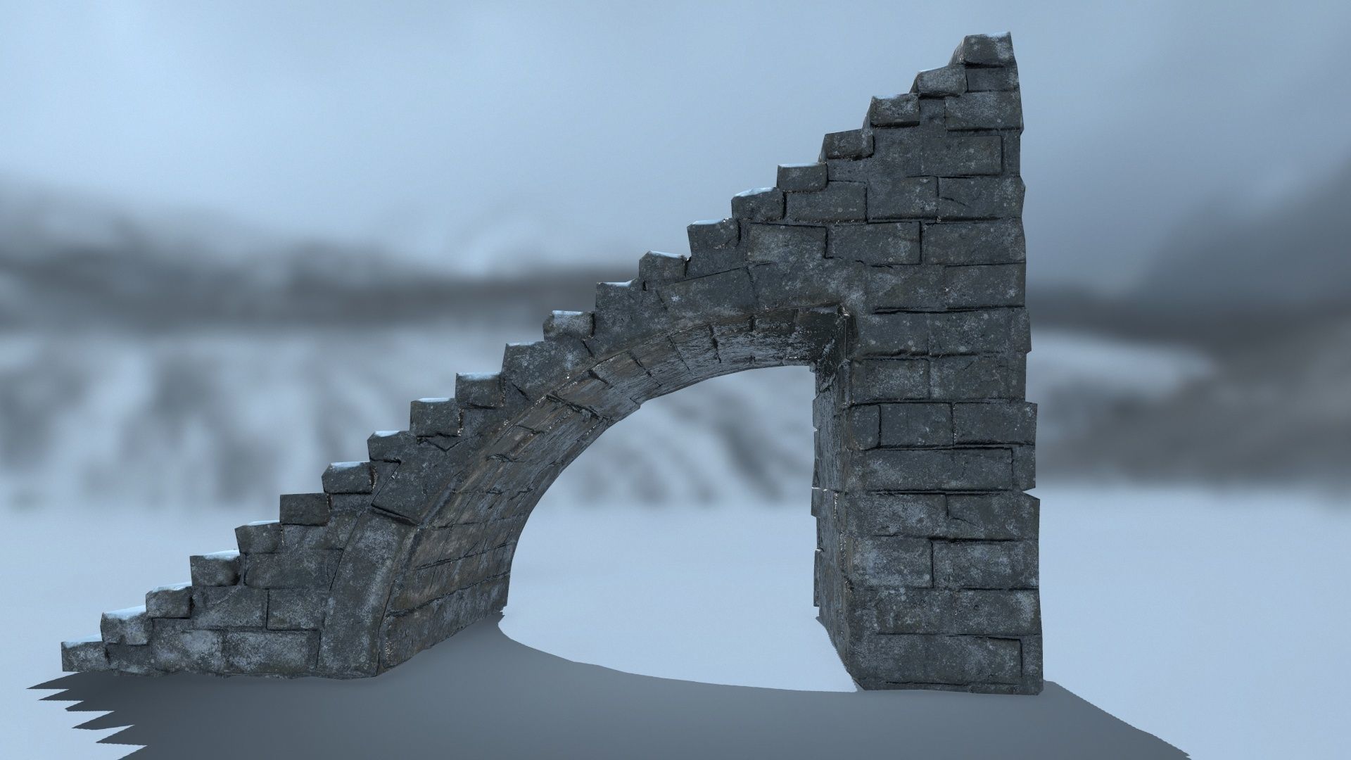 stairs set of in snow Low-poly 3D model_12