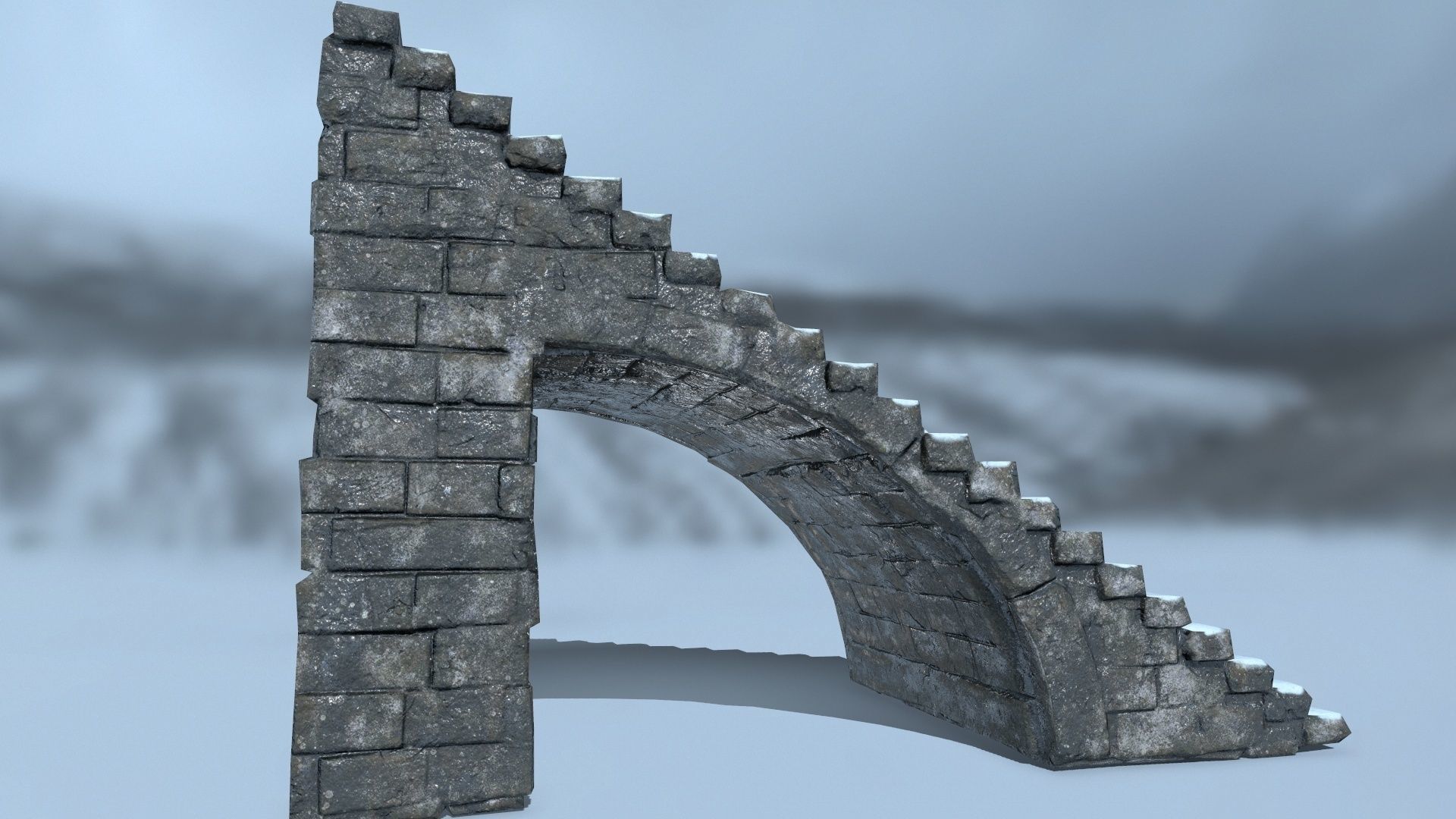 stairs set of in snow Low-poly 3D model_9