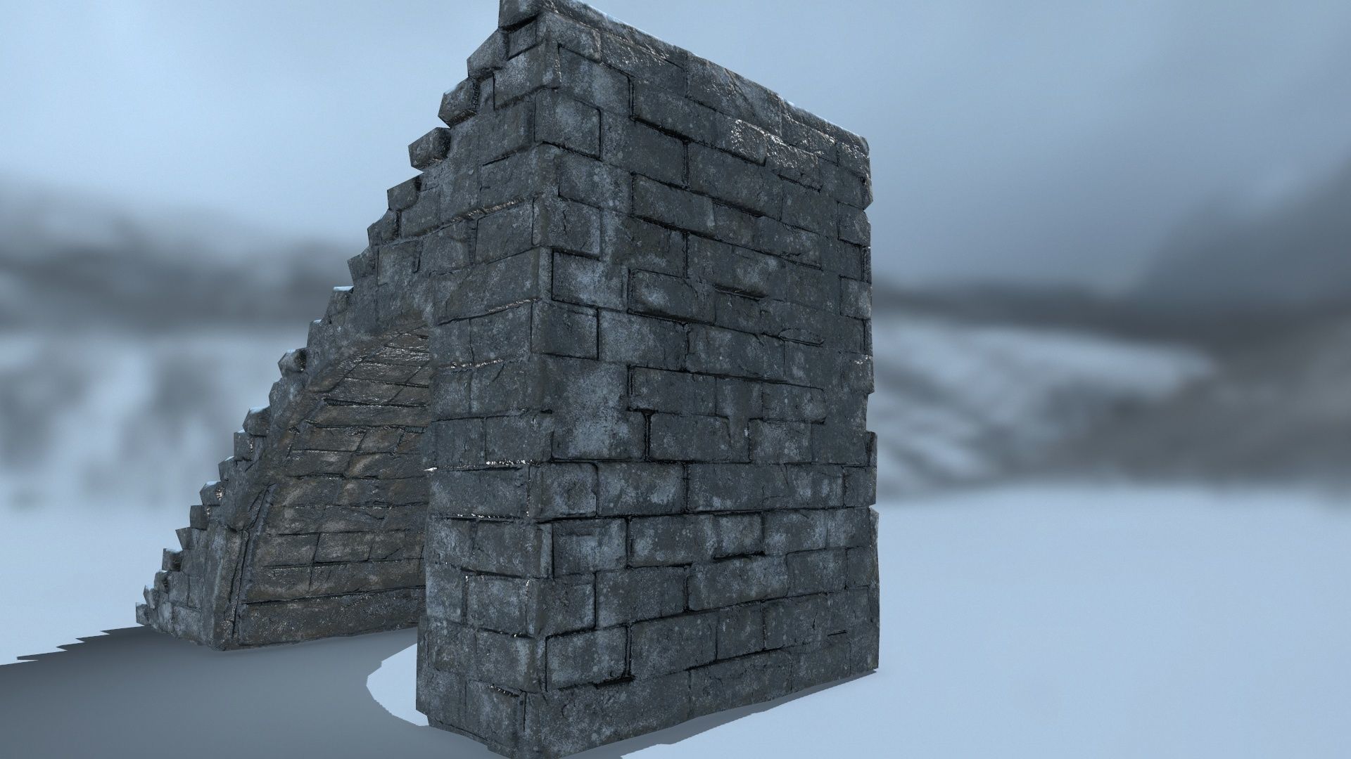 stairs set of in snow Low-poly 3D model_11