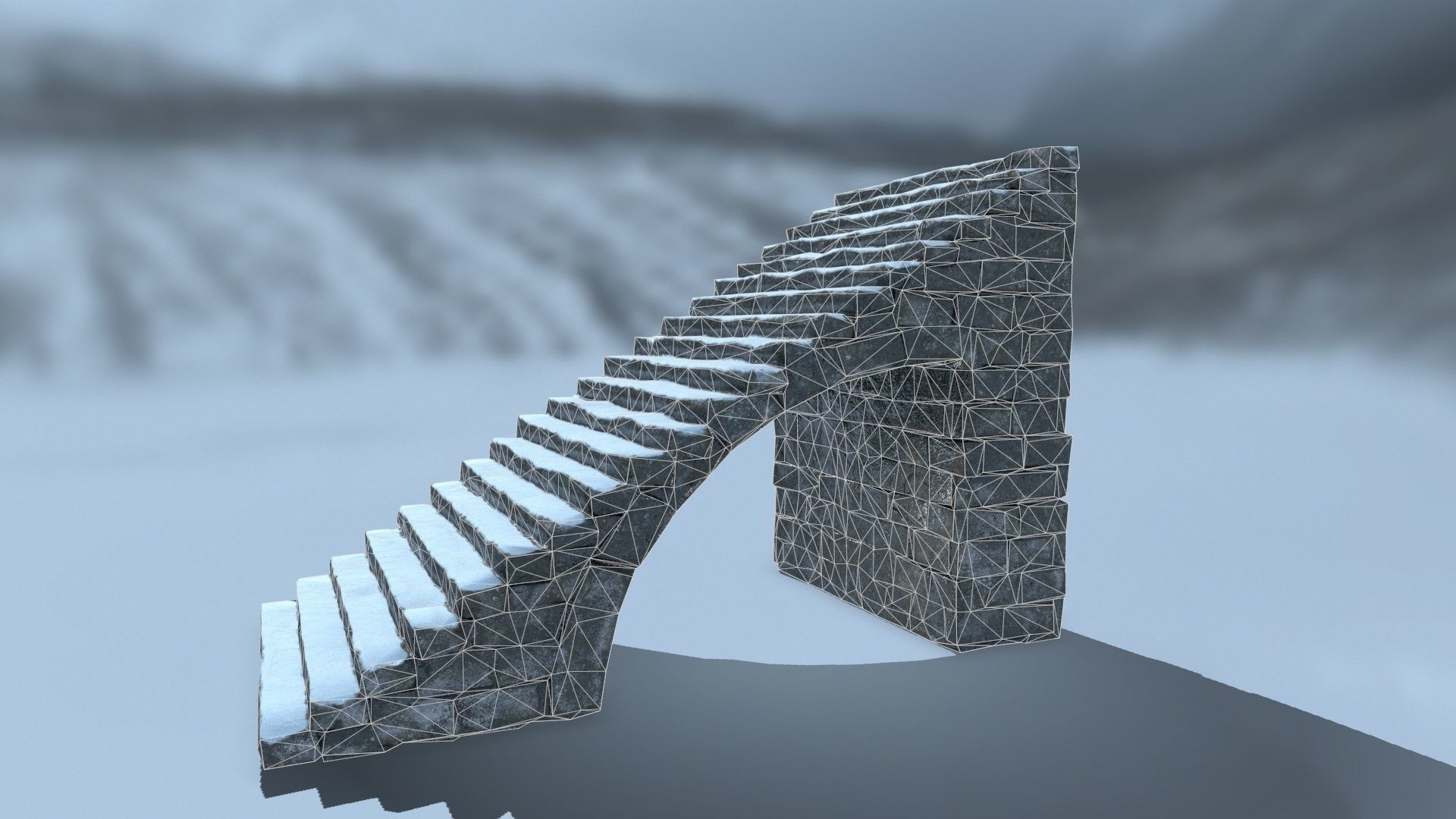 stairs set of in snow Low-poly 3D model_15