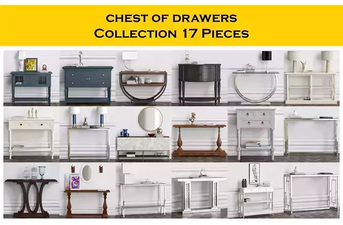chest of drawers Collection 17 Pieces 3d model