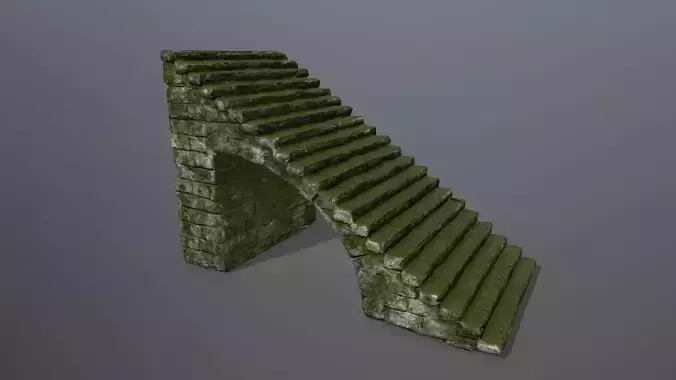 stairs stone wall Low-poly 3D model