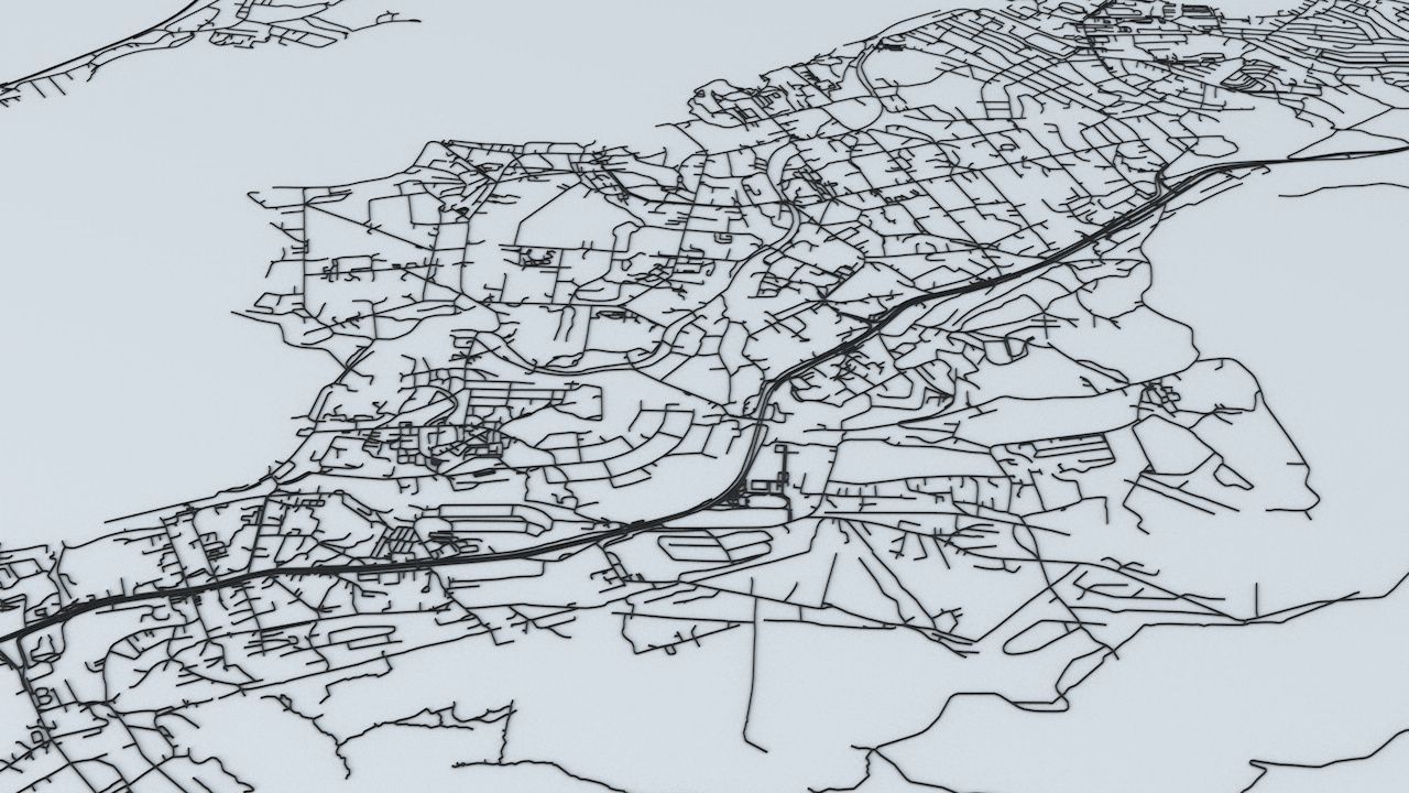 Vladivostok Road Network and Streets 3D model_6