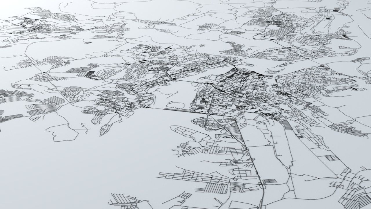 Irkutsk Road Network and Streets 3D model_6