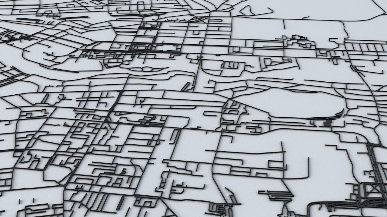 Irkutsk Road Network and Streets 3D model_4