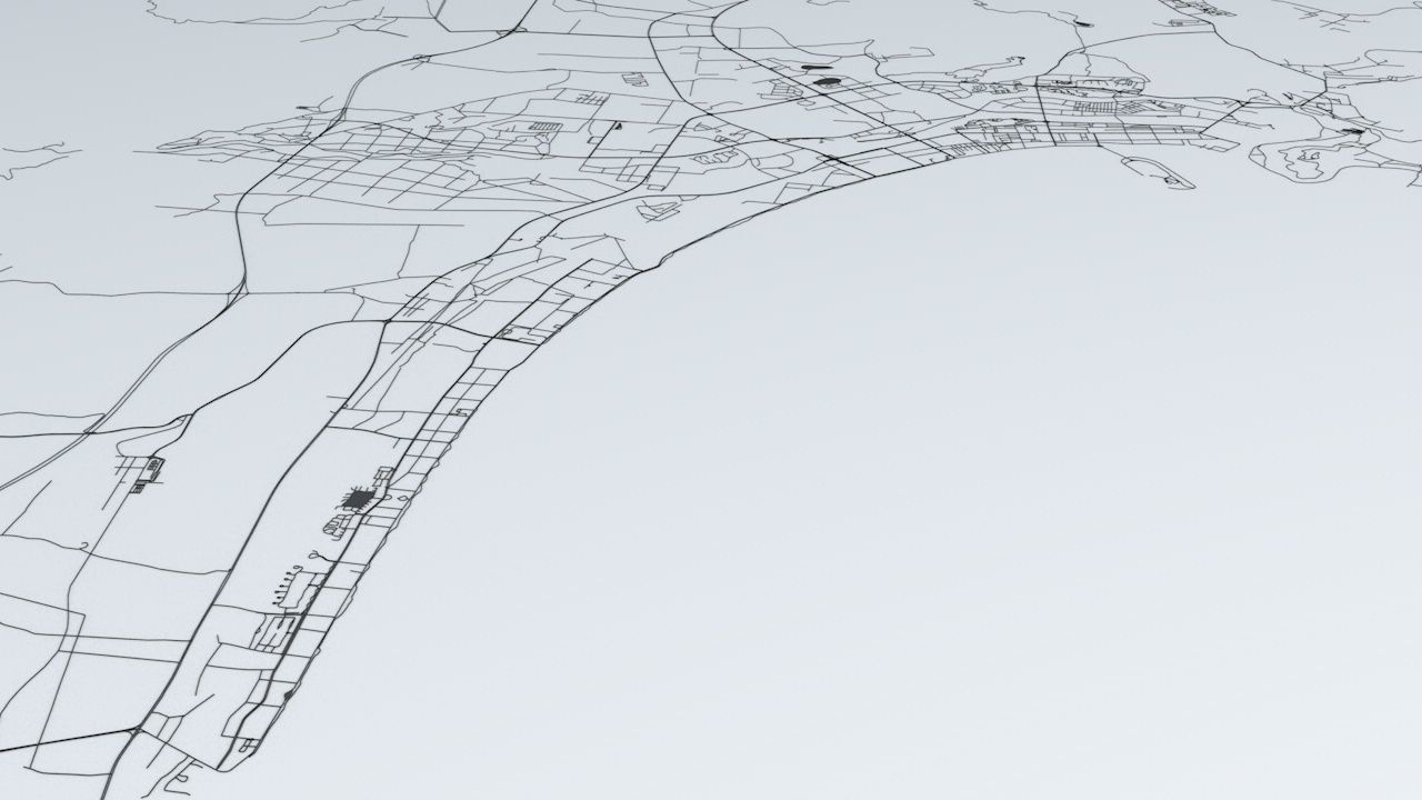 Sanya Road Network and Streets 3D model_3