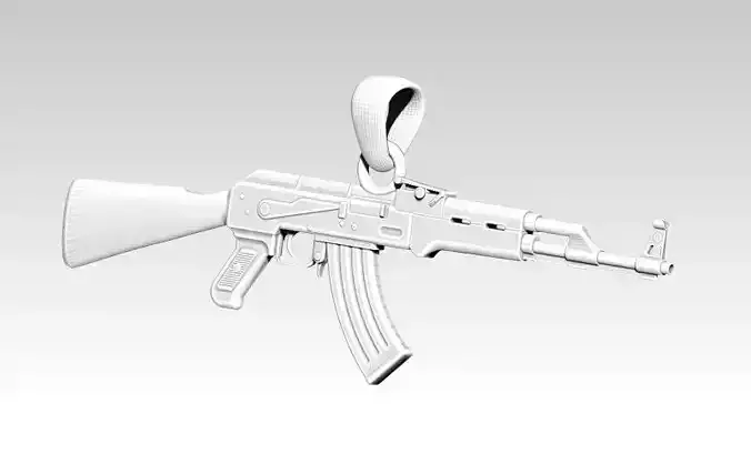 AK 47 gun handgun pendant necklace 3d  3D print model