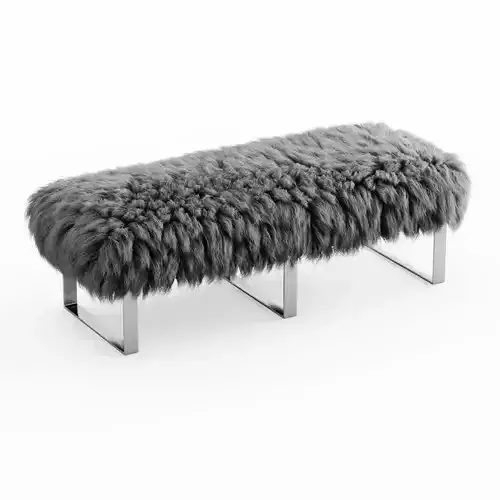 Mongolian Fur Gray Bench 3D model
