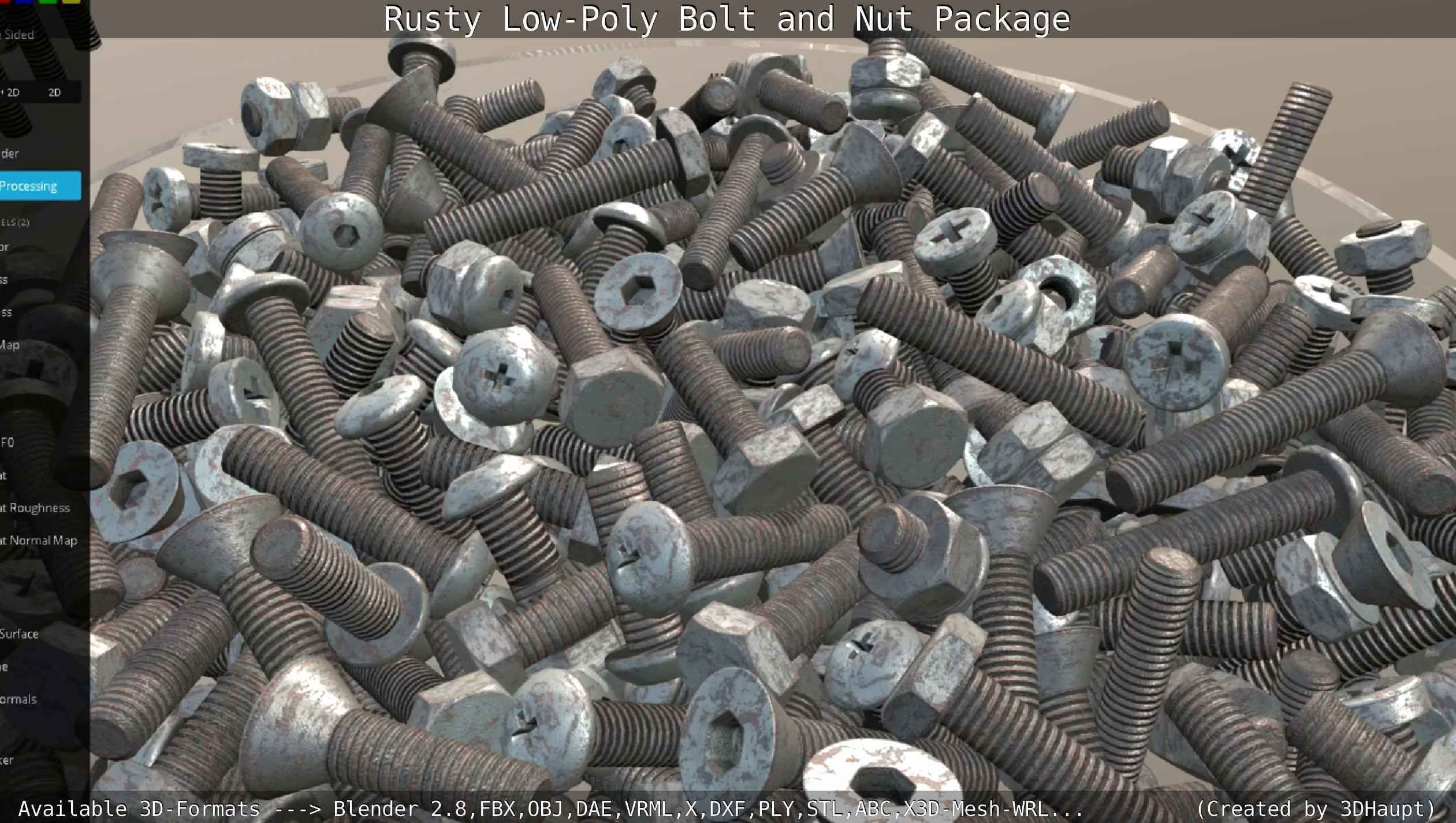 Rusty Low-Poly Bolt and Nut Package Low-poly 3D model_84