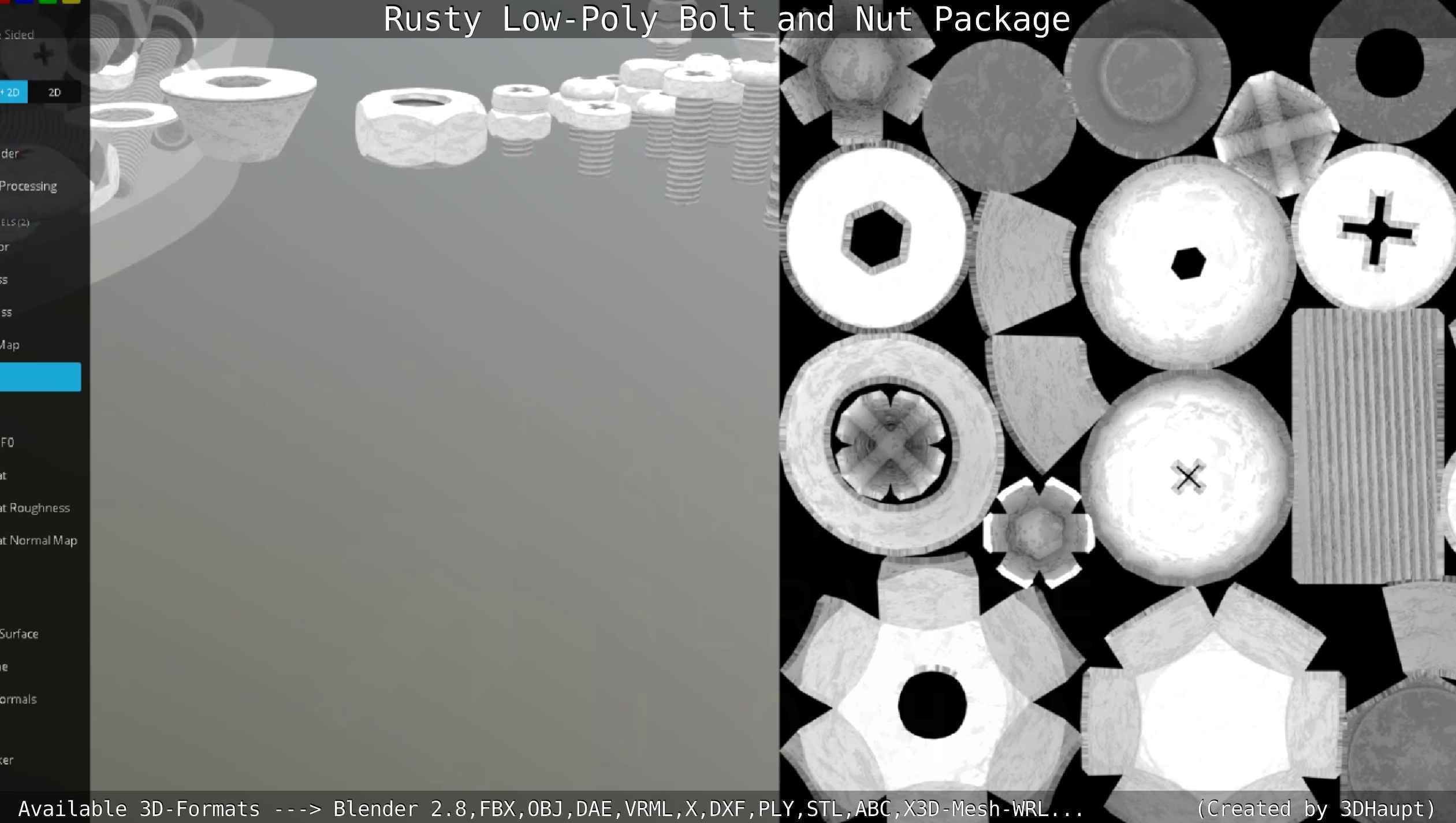 Rusty Low-Poly Bolt and Nut Package Low-poly 3D model_16