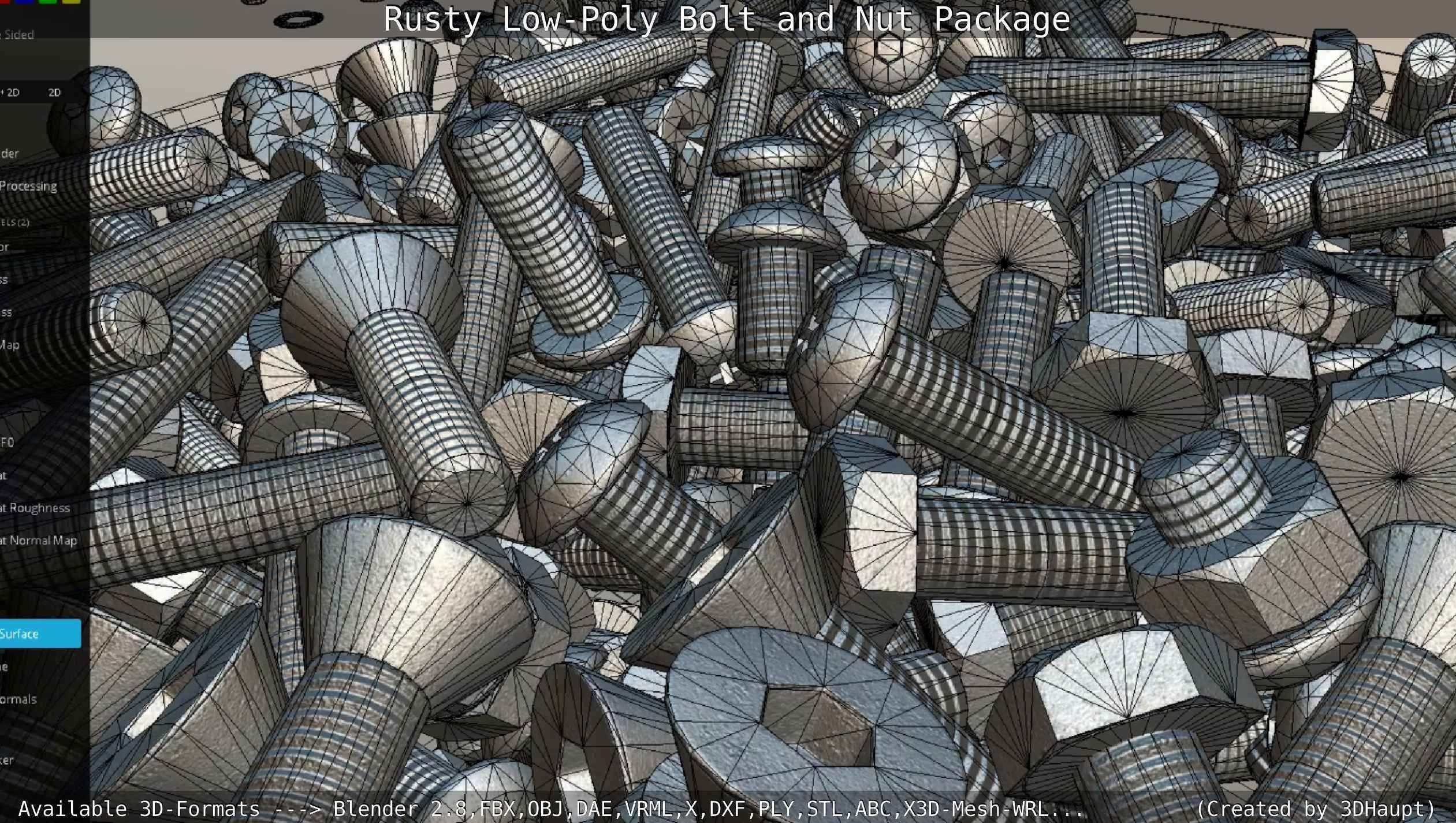 Rusty Low-Poly Bolt and Nut Package Low-poly 3D model_55