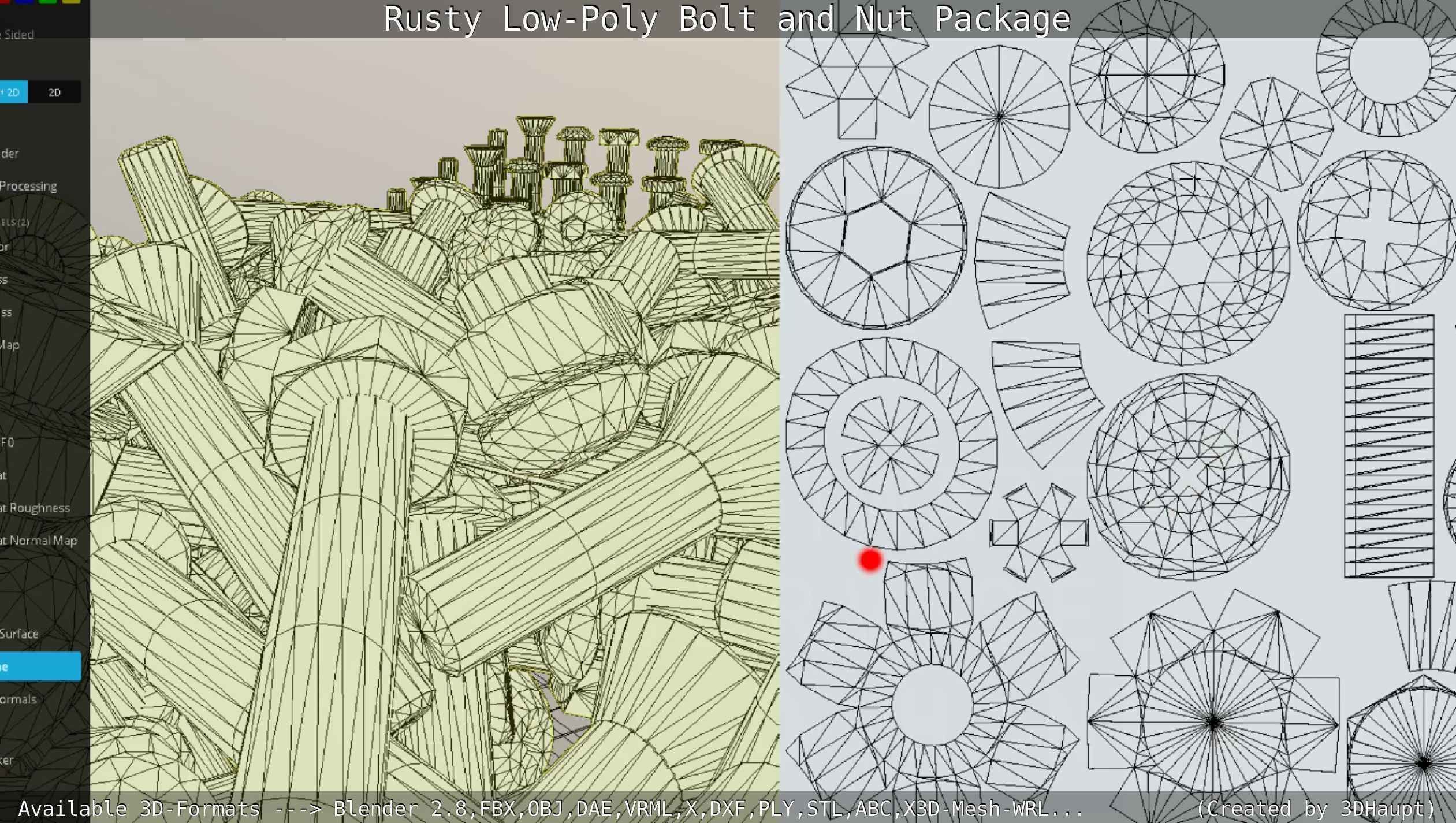 Rusty Low-Poly Bolt and Nut Package Low-poly 3D model_14