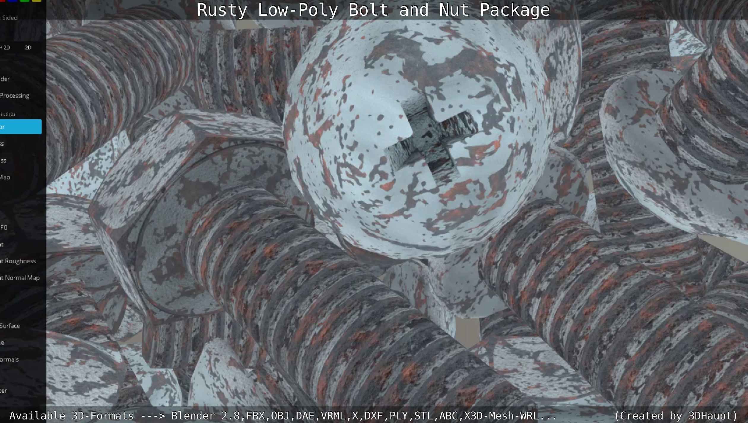 Rusty Low-Poly Bolt and Nut Package Low-poly 3D model_89