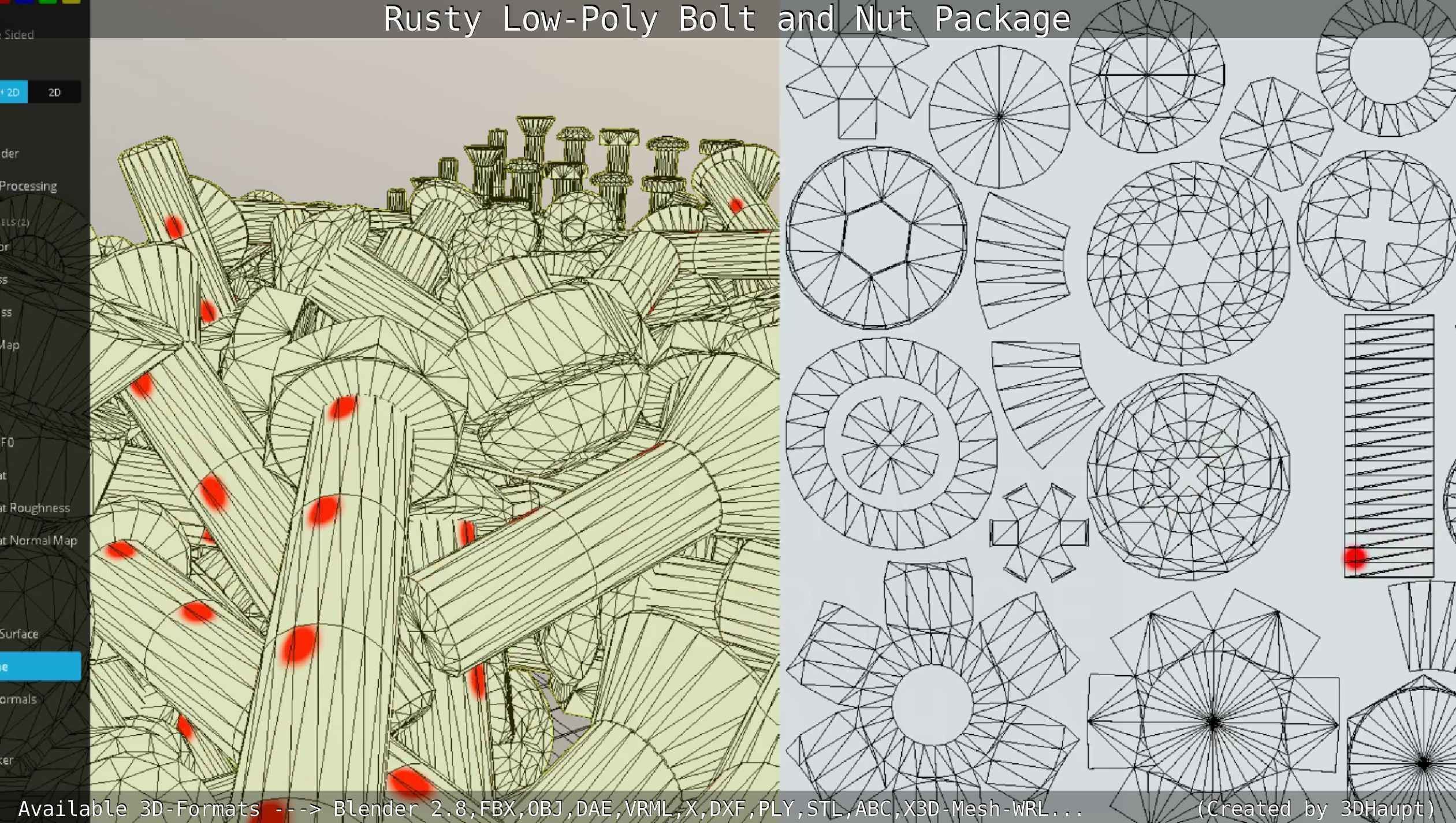 Rusty Low-Poly Bolt and Nut Package Low-poly 3D model_56