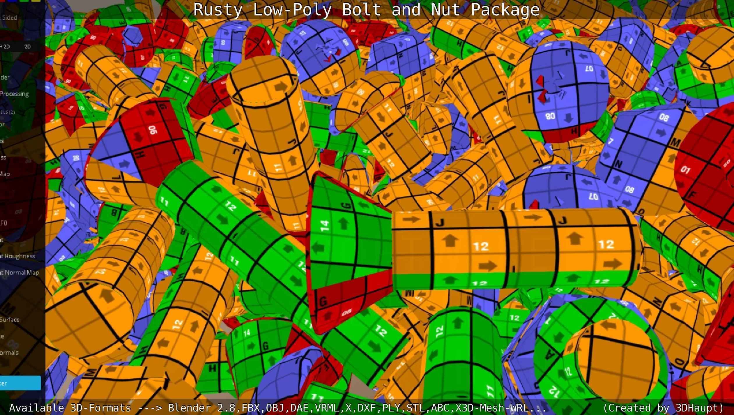 Rusty Low-Poly Bolt and Nut Package Low-poly 3D model_19