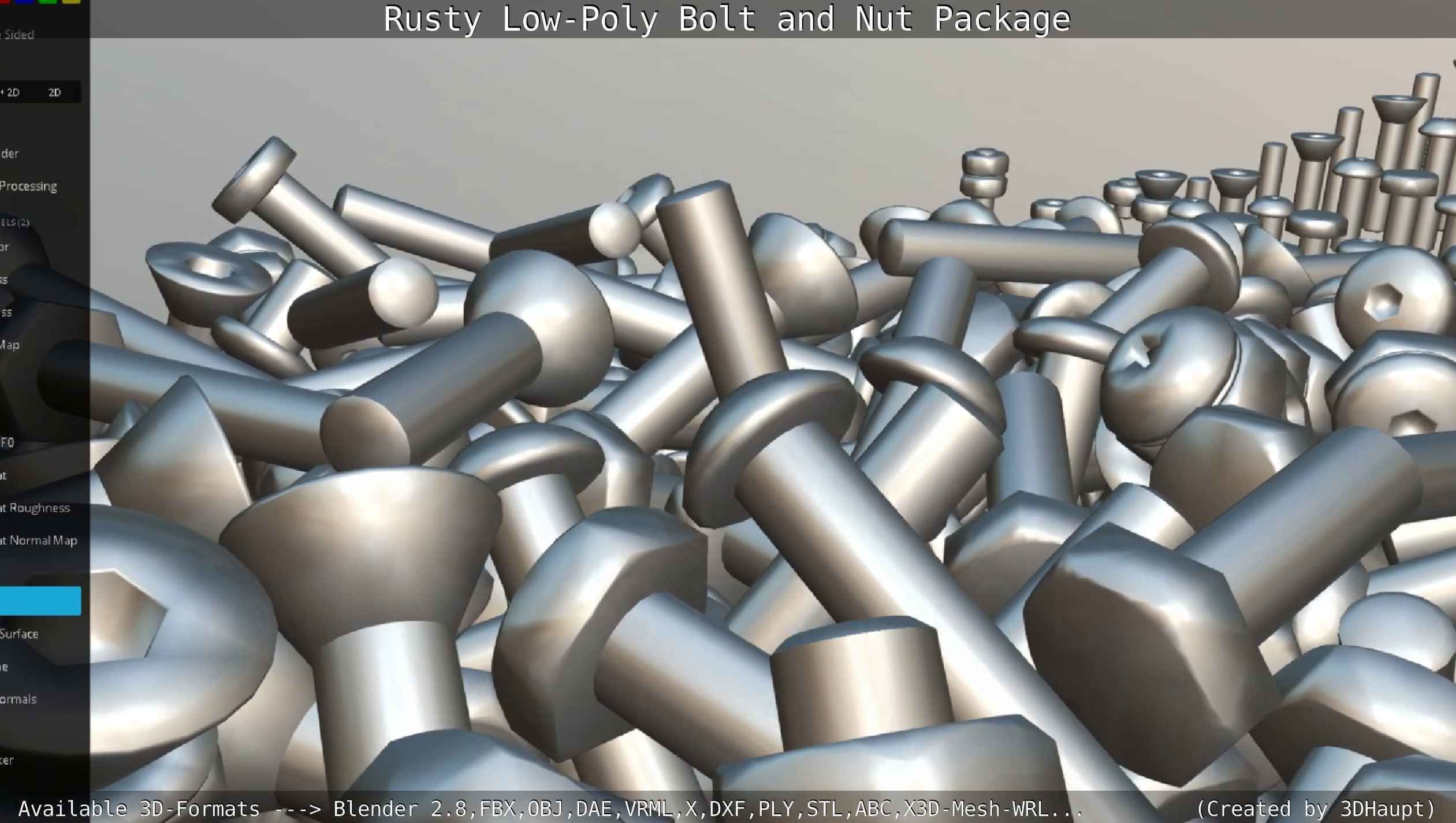 Rusty Low-Poly Bolt and Nut Package Low-poly 3D model_49