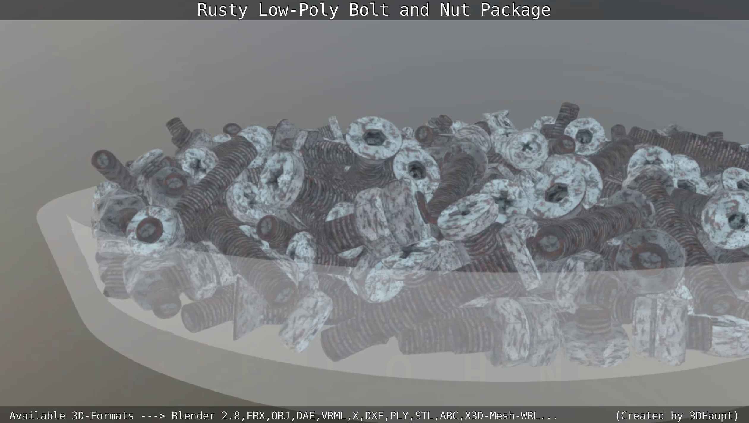 Rusty Low-Poly Bolt and Nut Package Low-poly 3D model_41