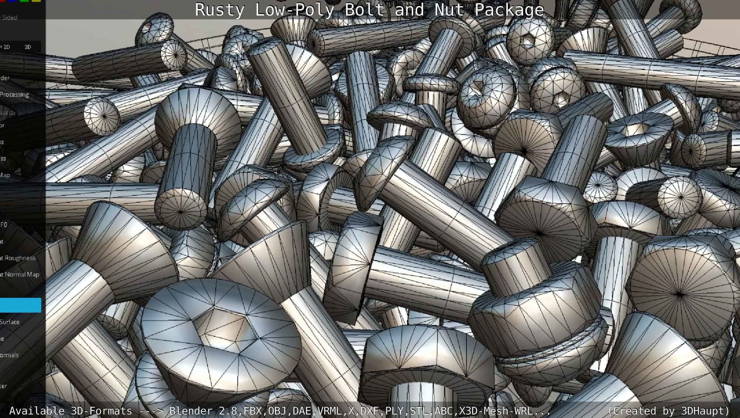 Rusty Low-Poly Bolt and Nut Package Low-poly 3D model_50