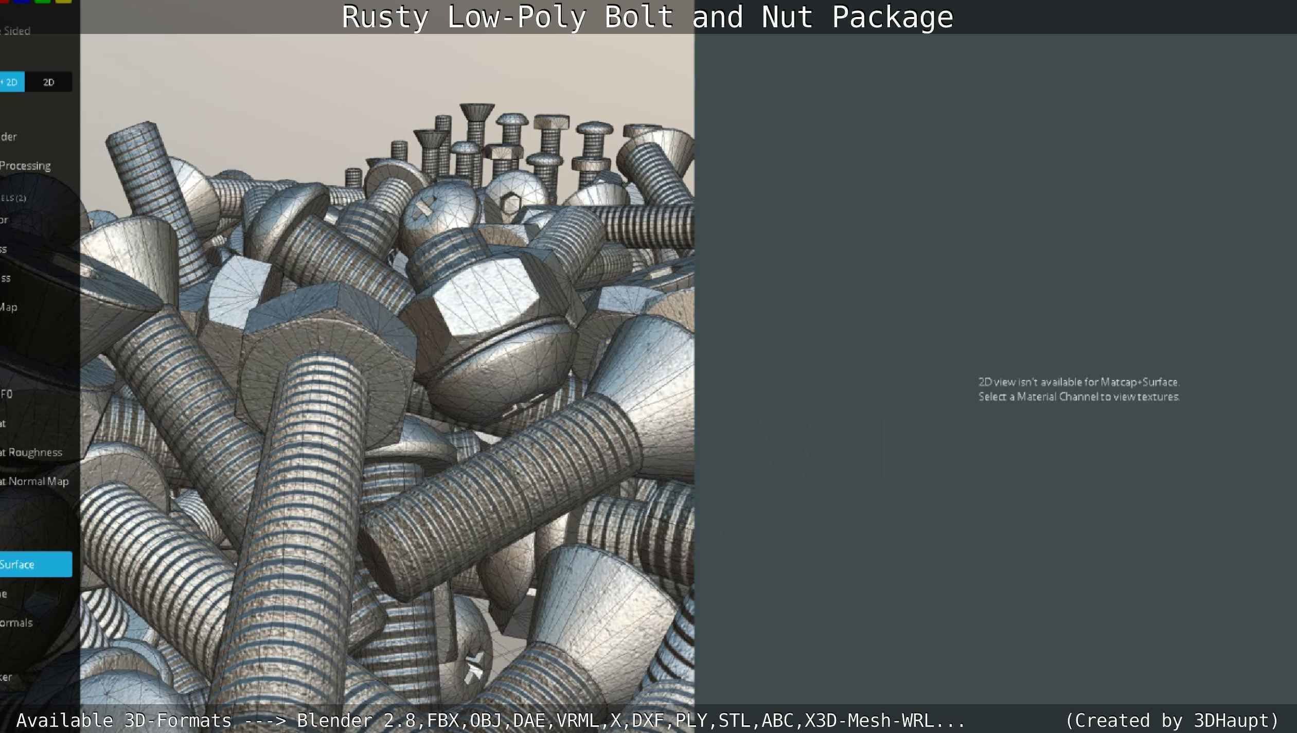 Rusty Low-Poly Bolt and Nut Package Low-poly 3D model_80