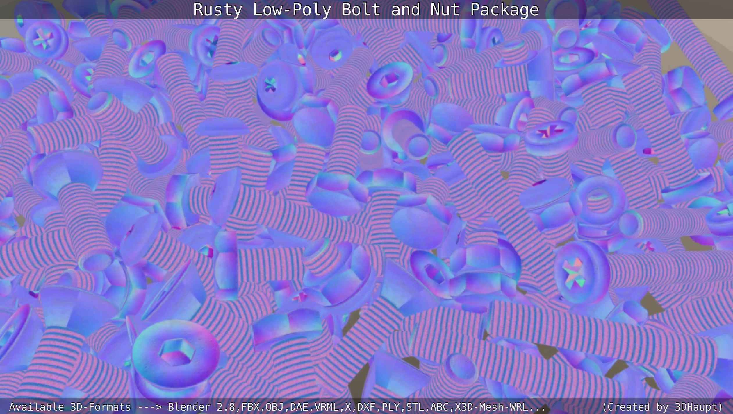 Rusty Low-Poly Bolt and Nut Package Low-poly 3D model_47