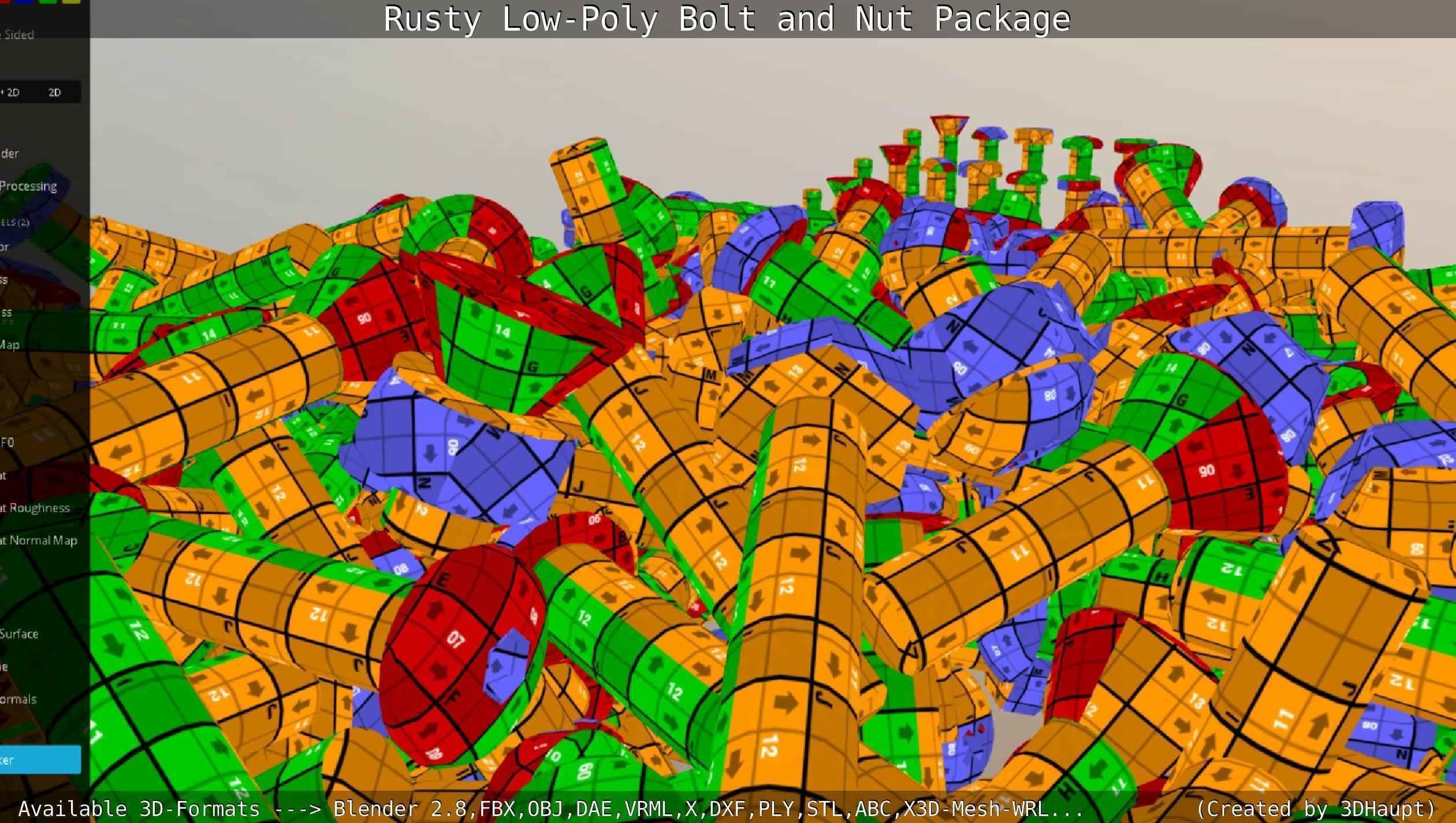 Rusty Low-Poly Bolt and Nut Package Low-poly 3D model_61