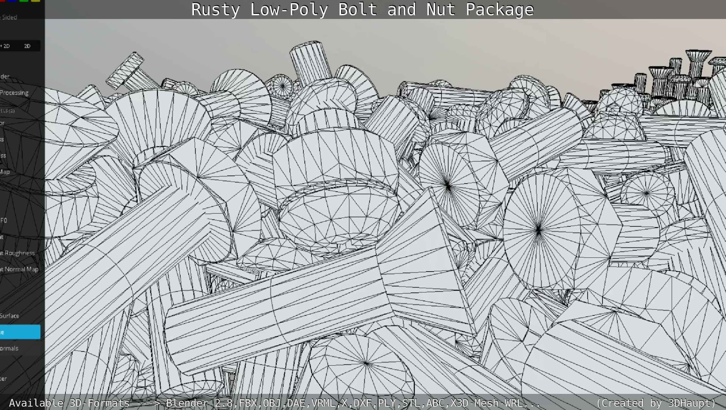 Rusty Low-Poly Bolt and Nut Package Low-poly 3D model_10