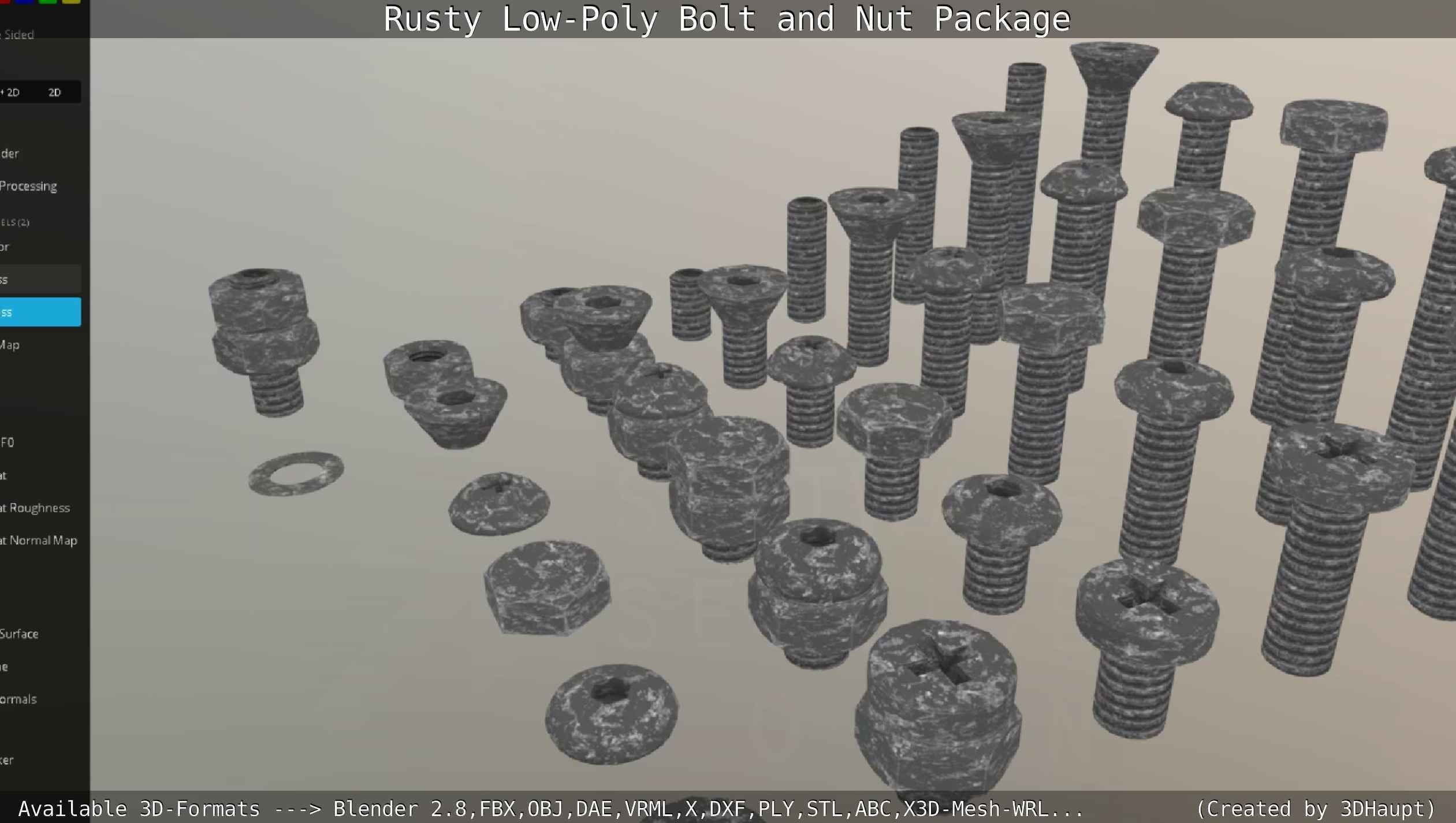 Rusty Low-Poly Bolt and Nut Package Low-poly 3D model_63