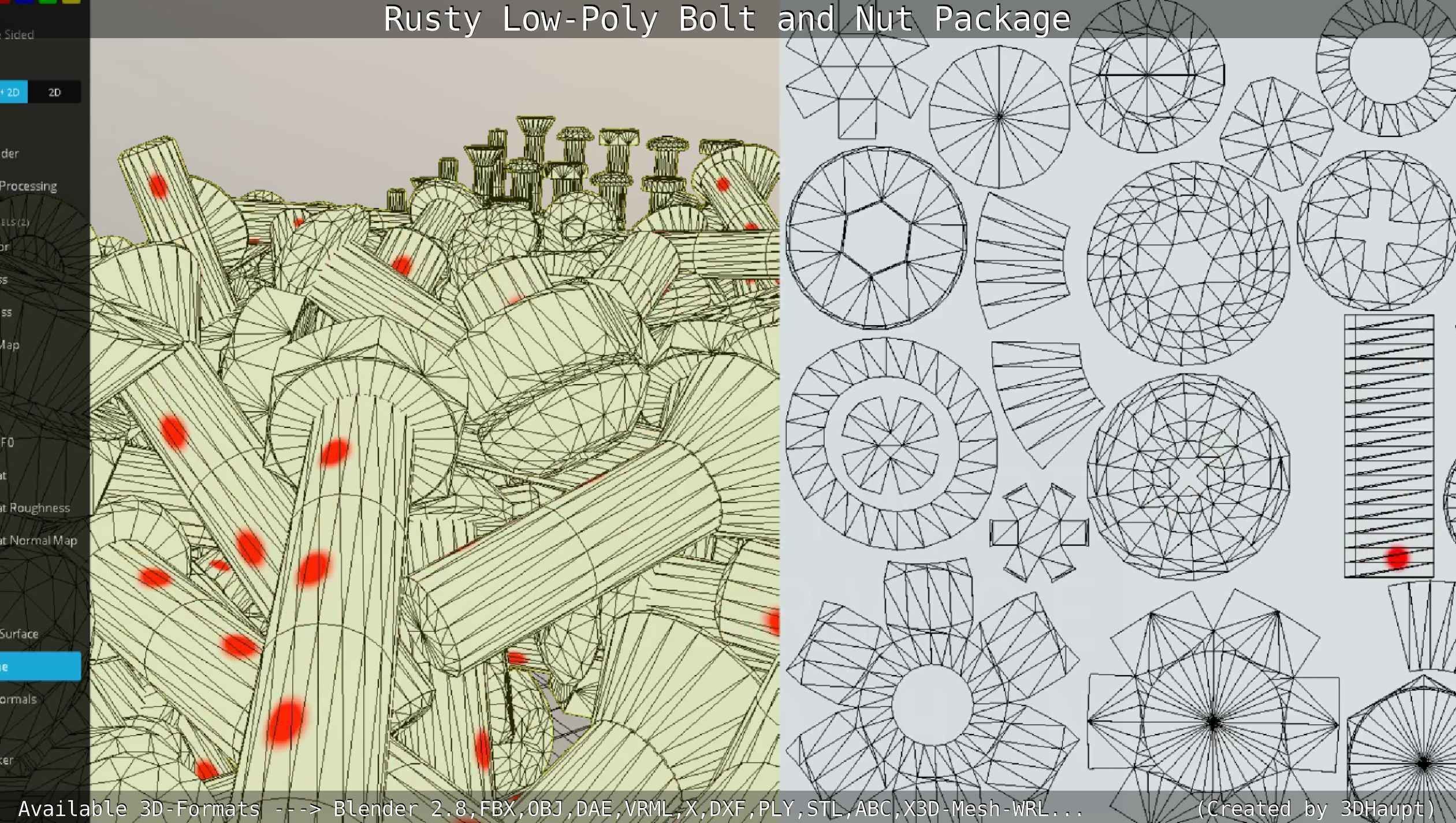 Rusty Low-Poly Bolt and Nut Package Low-poly 3D model_76