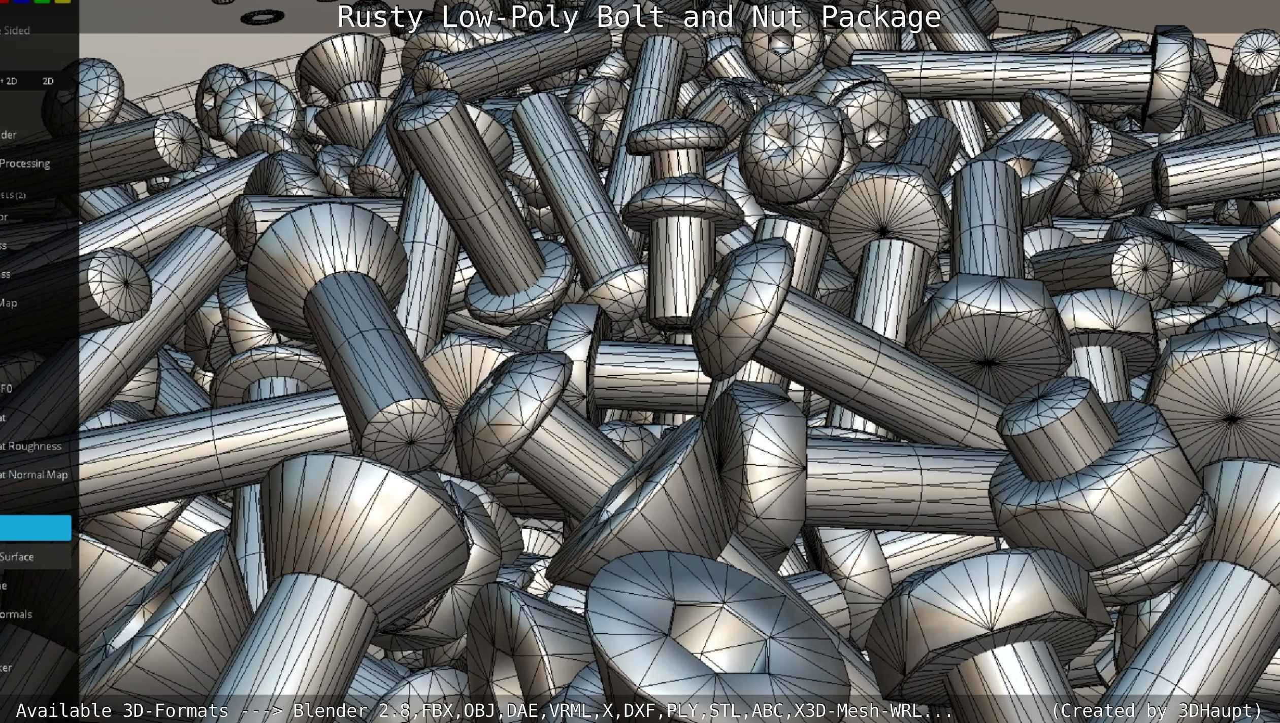 Rusty Low-Poly Bolt and Nut Package Low-poly 3D model_52
