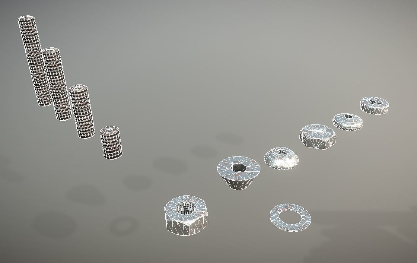 Rusty Low-Poly Bolt and Nut Package Low-poly 3D model_4