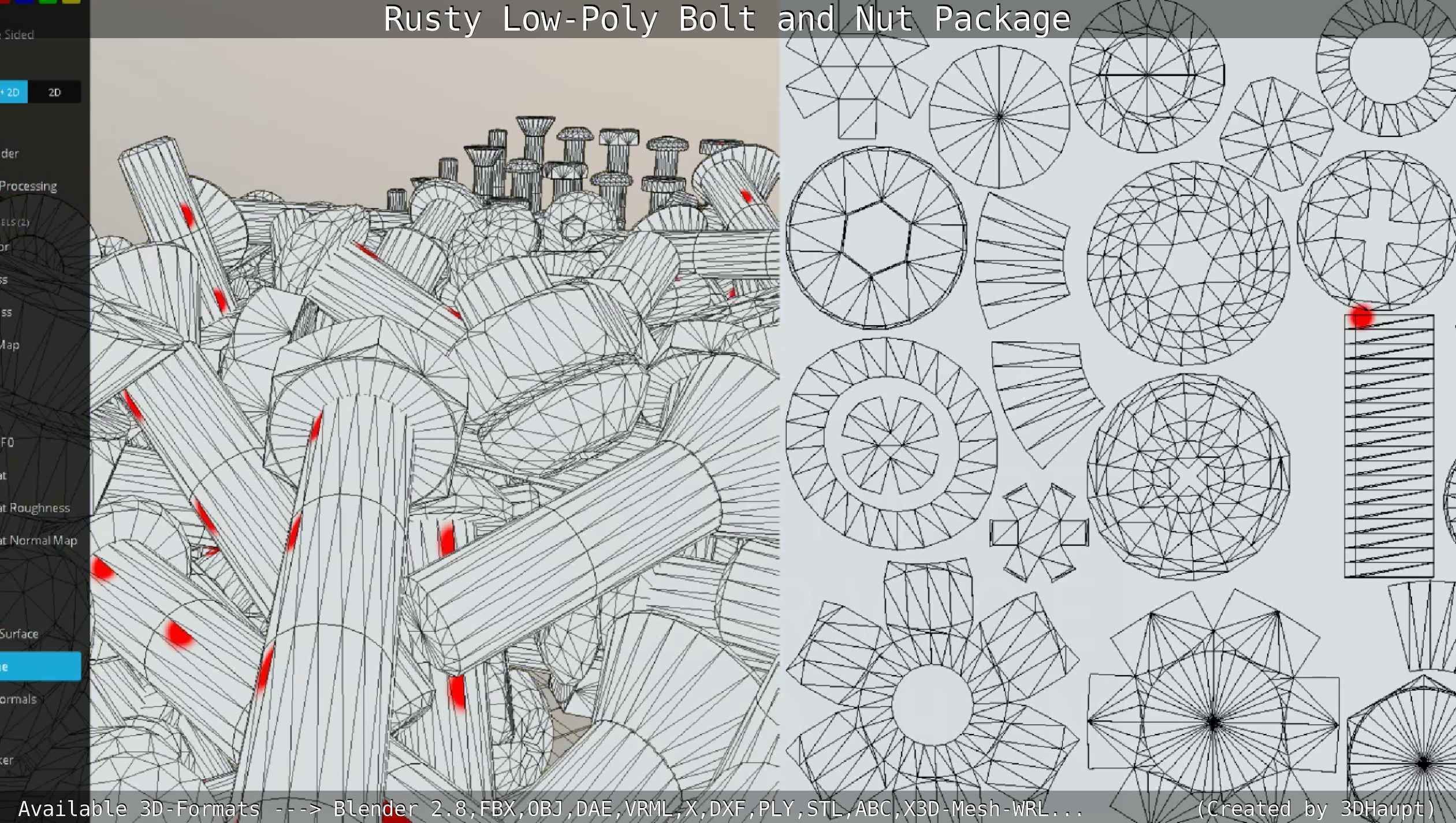Rusty Low-Poly Bolt and Nut Package Low-poly 3D model_74