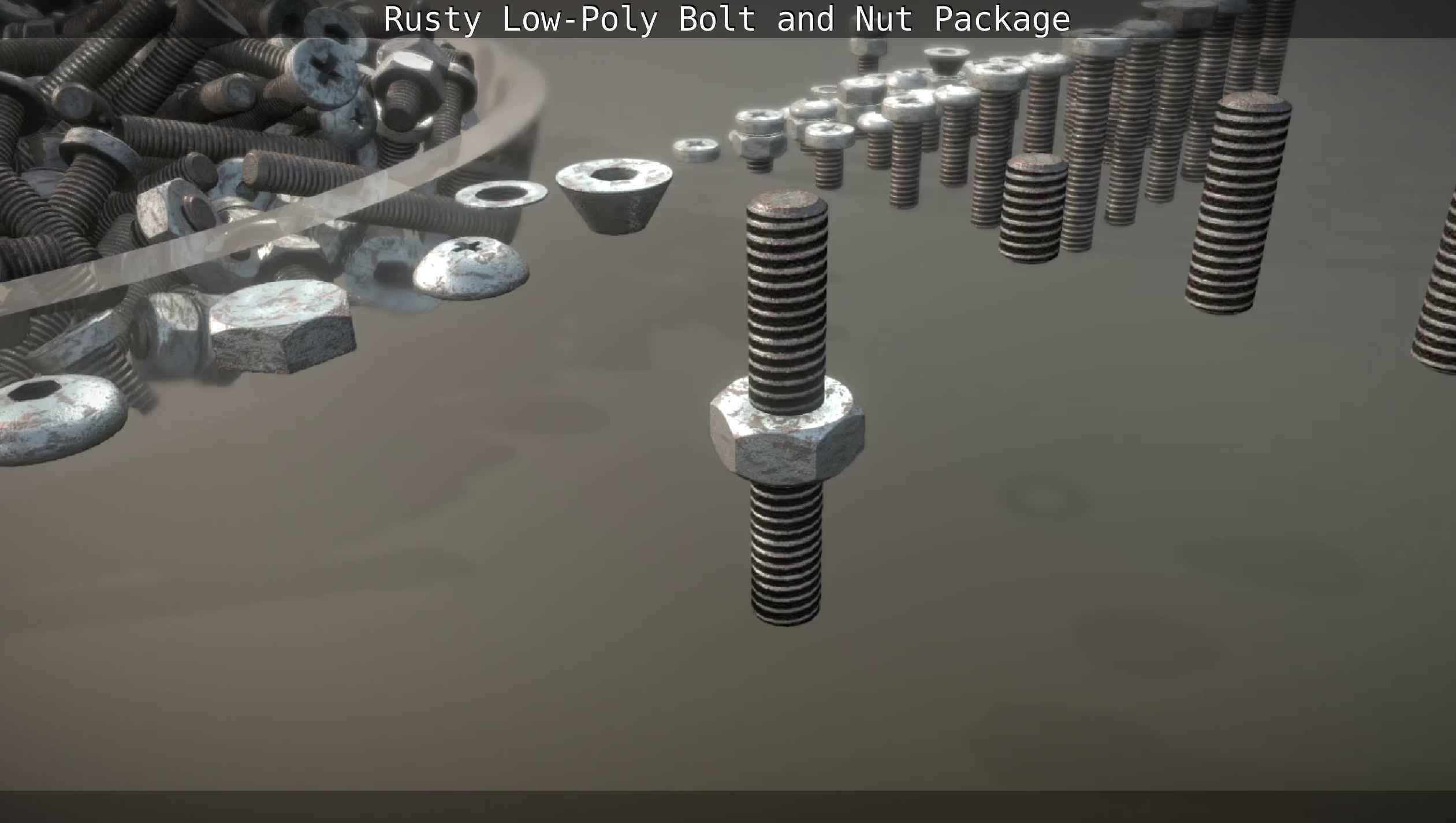 Rusty Low-Poly Bolt and Nut Package Low-poly 3D model_88