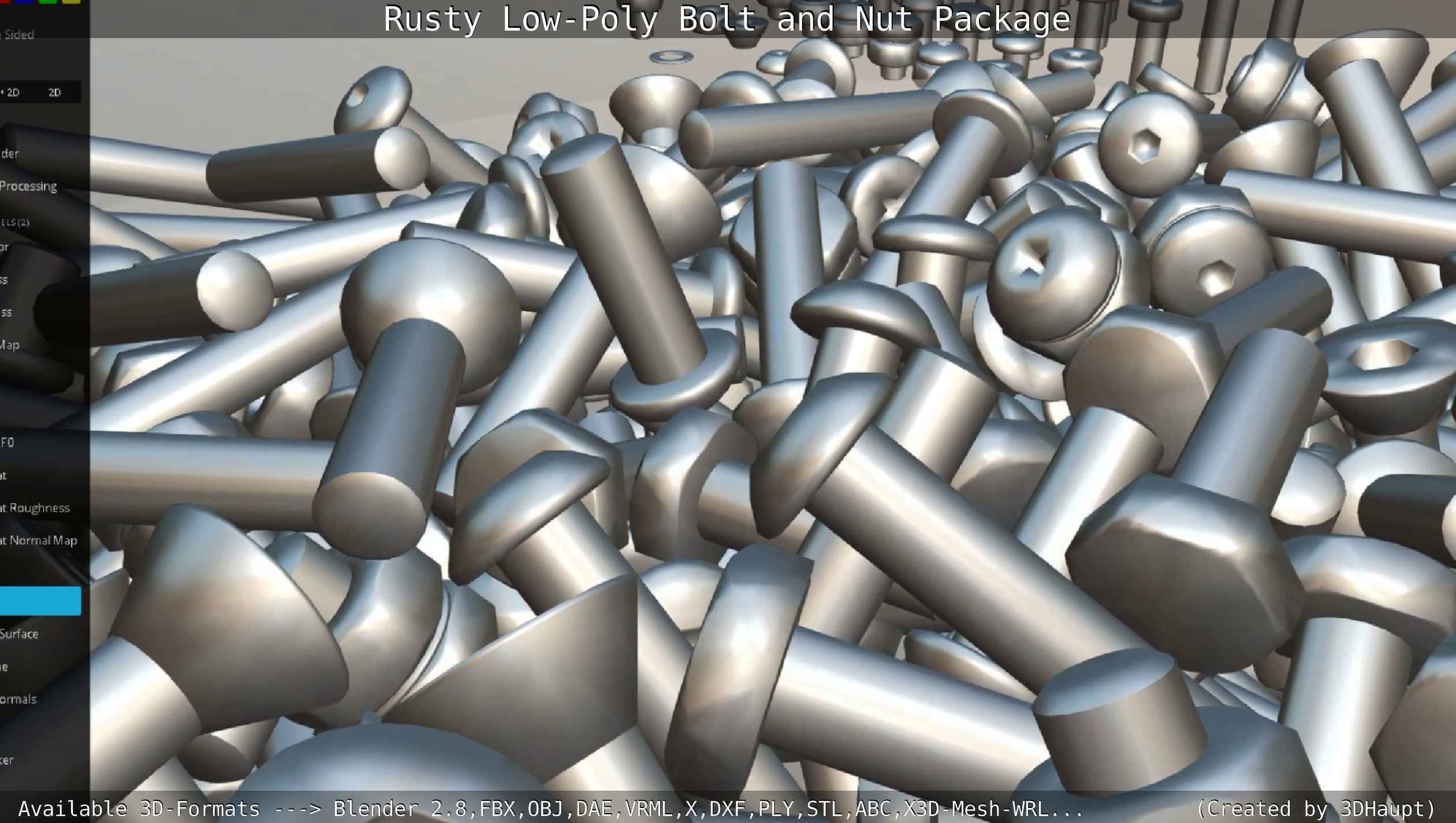 Rusty Low-Poly Bolt and Nut Package Low-poly 3D model_18