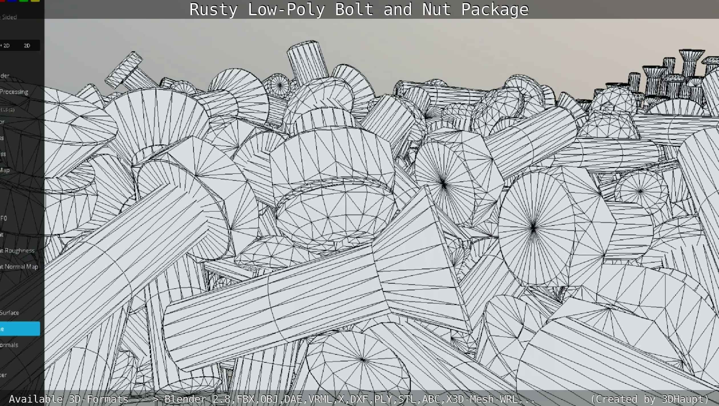 Rusty Low-Poly Bolt and Nut Package Low-poly 3D model_57