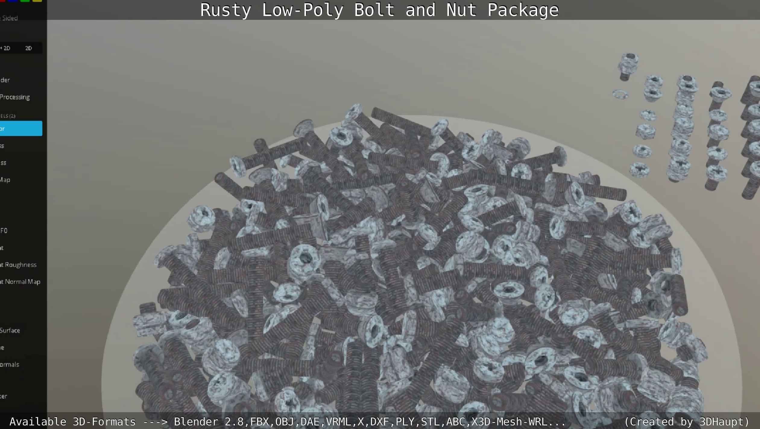 Rusty Low-Poly Bolt and Nut Package Low-poly 3D model_62