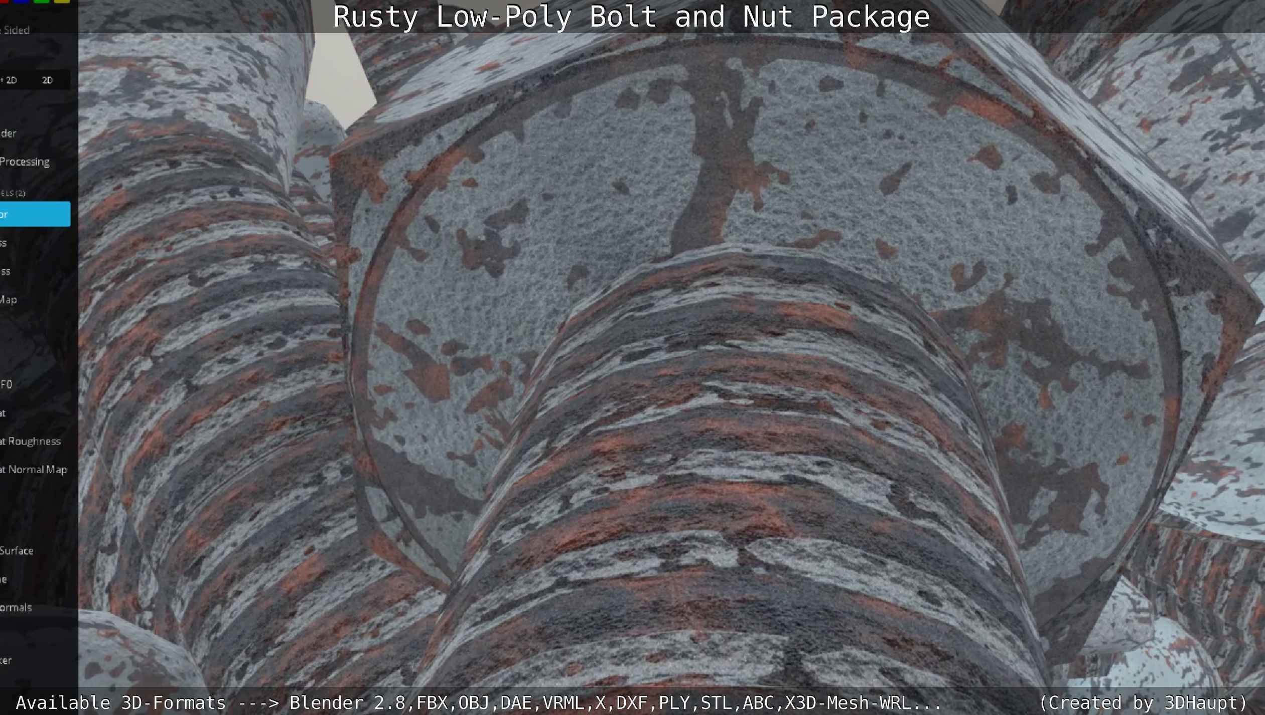 Rusty Low-Poly Bolt and Nut Package Low-poly 3D model_82