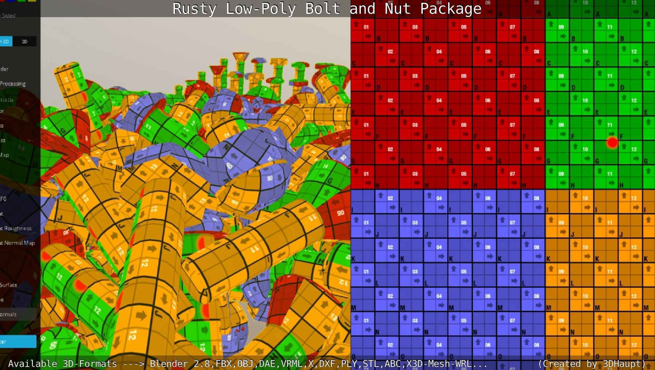 Rusty Low-Poly Bolt and Nut Package Low-poly 3D model_68