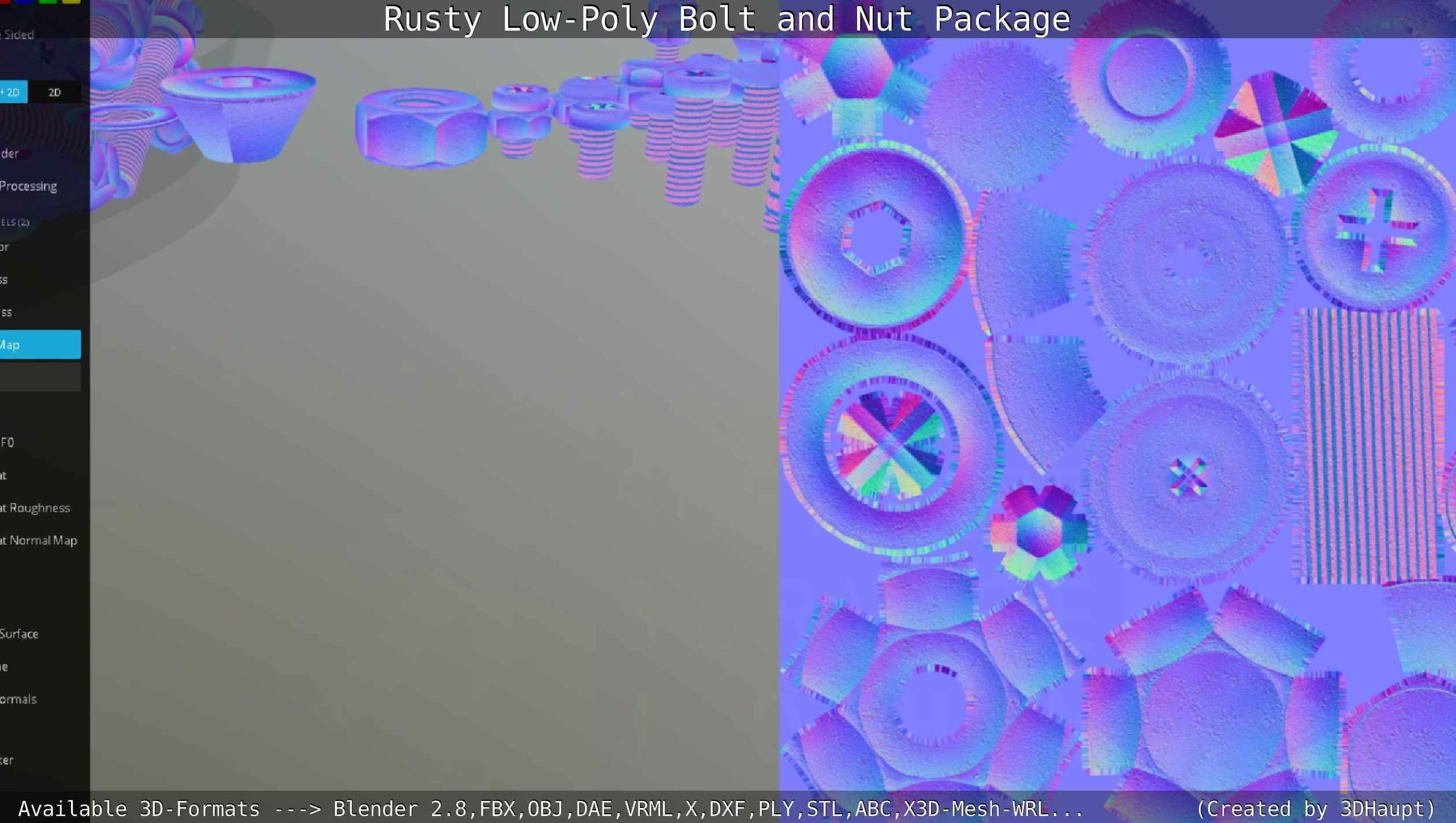 Rusty Low-Poly Bolt and Nut Package Low-poly 3D model_15
