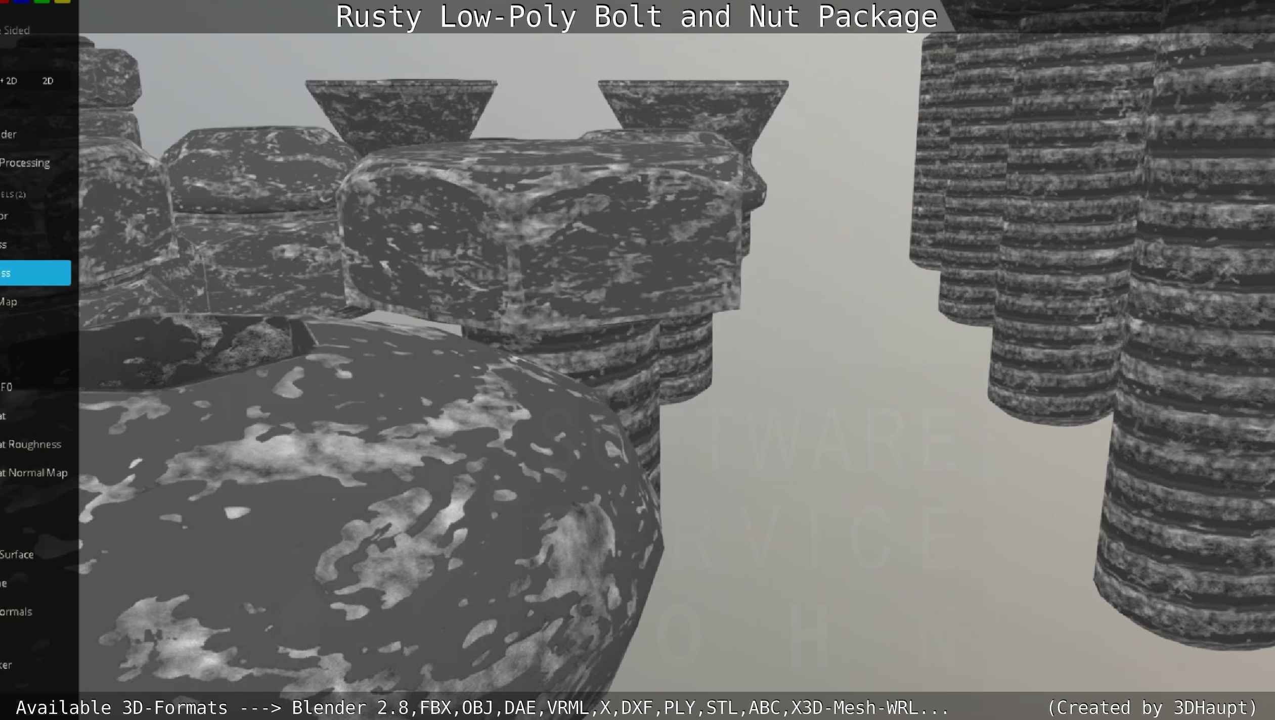 Rusty Low-Poly Bolt and Nut Package Low-poly 3D model_72