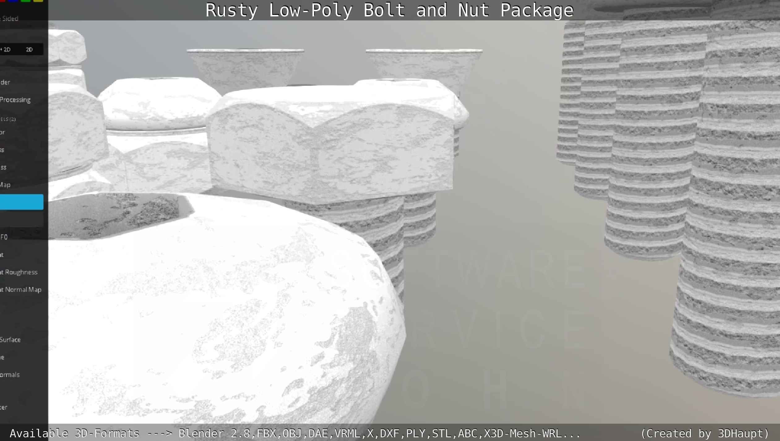 Rusty Low-Poly Bolt and Nut Package Low-poly 3D model_71