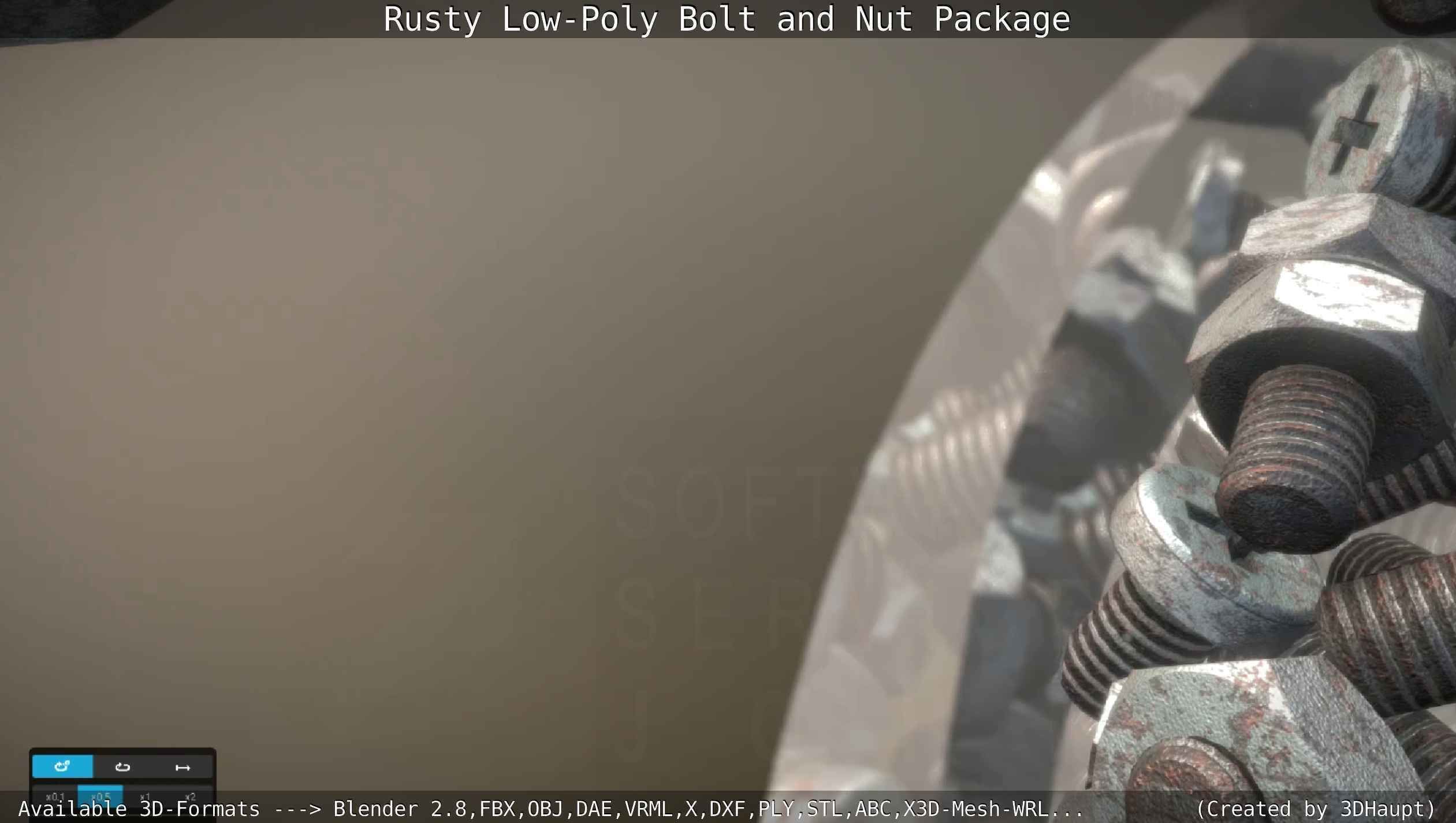 Rusty Low-Poly Bolt and Nut Package Low-poly 3D model_108