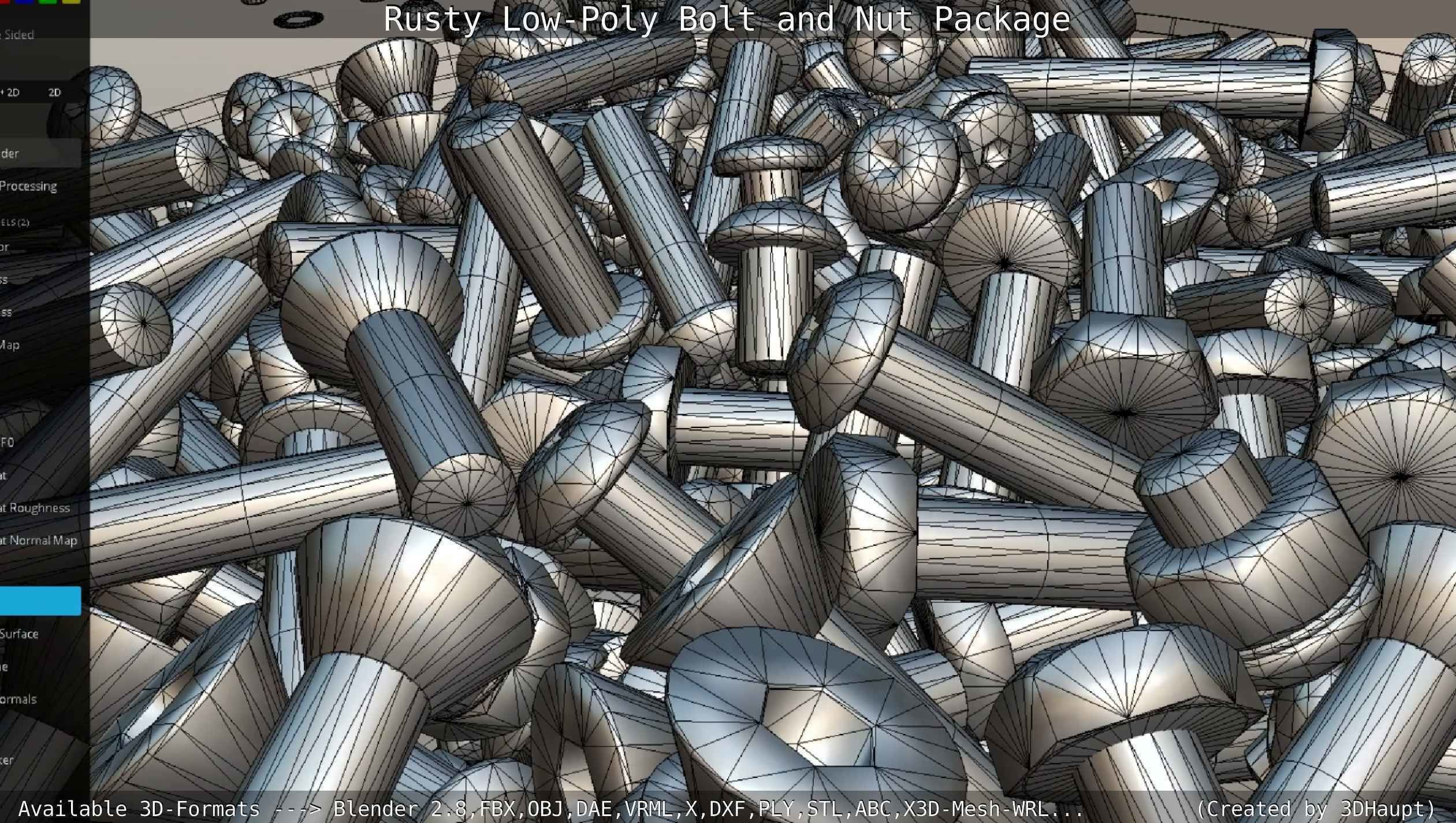 Rusty Low-Poly Bolt and Nut Package Low-poly 3D model_51