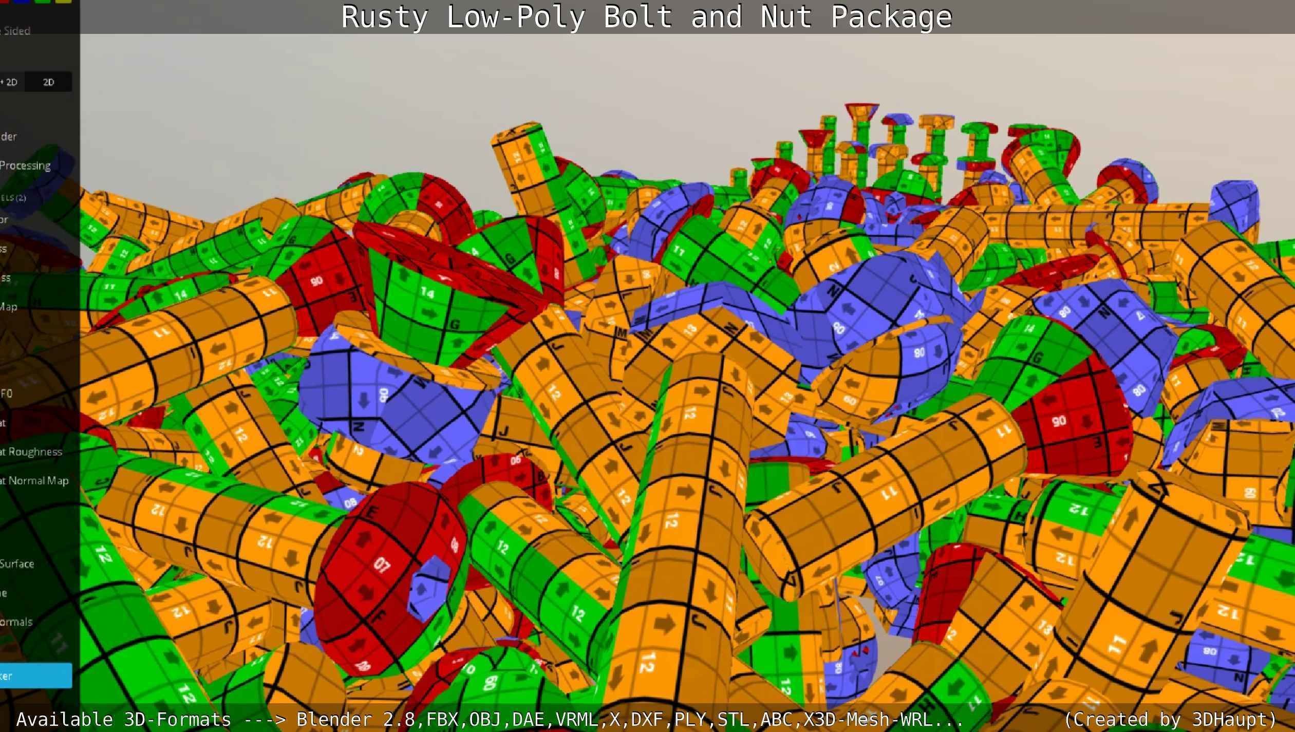 Rusty Low-Poly Bolt and Nut Package Low-poly 3D model_65