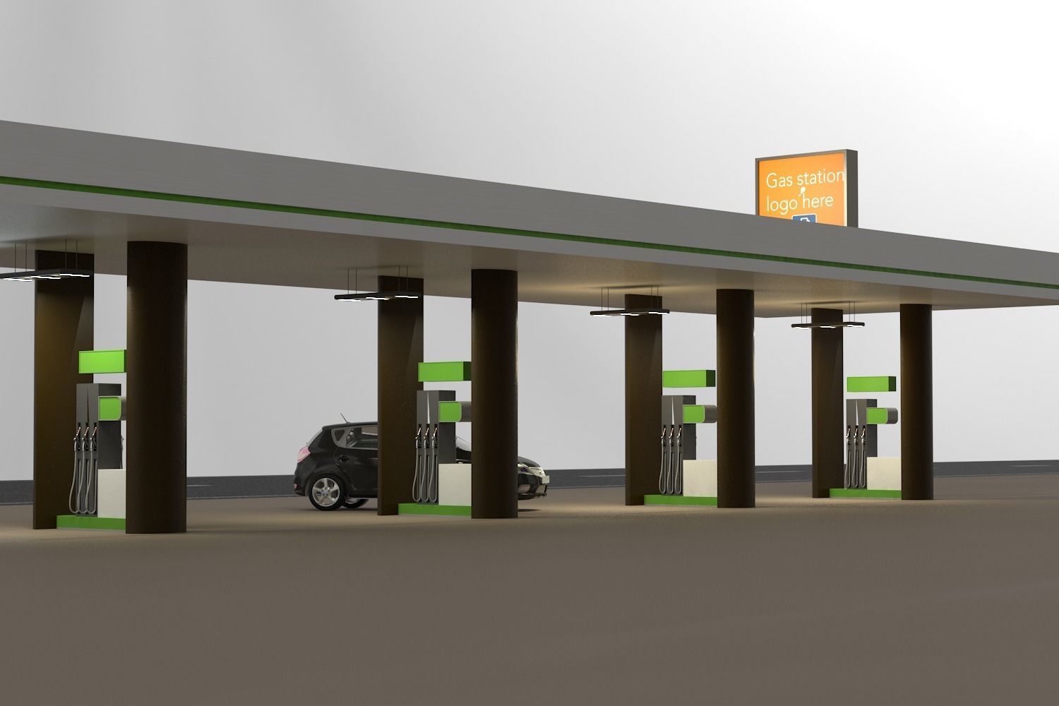 Gas station 3D model_3